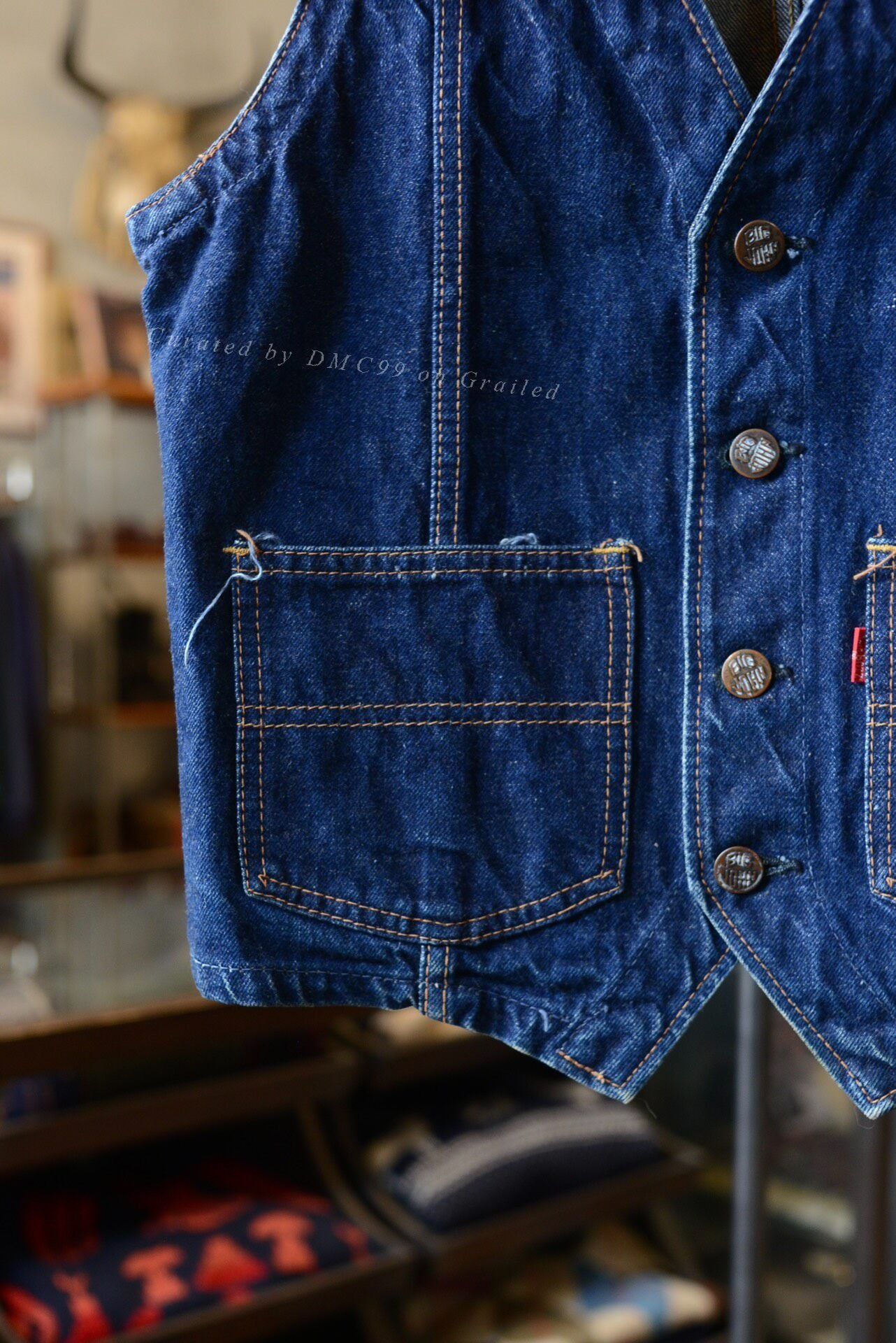 Big John BigJohn 1990s Japanese Denim Vest 28 Size M / US 6-8 / IT 42-44 - 5 Thumbnail