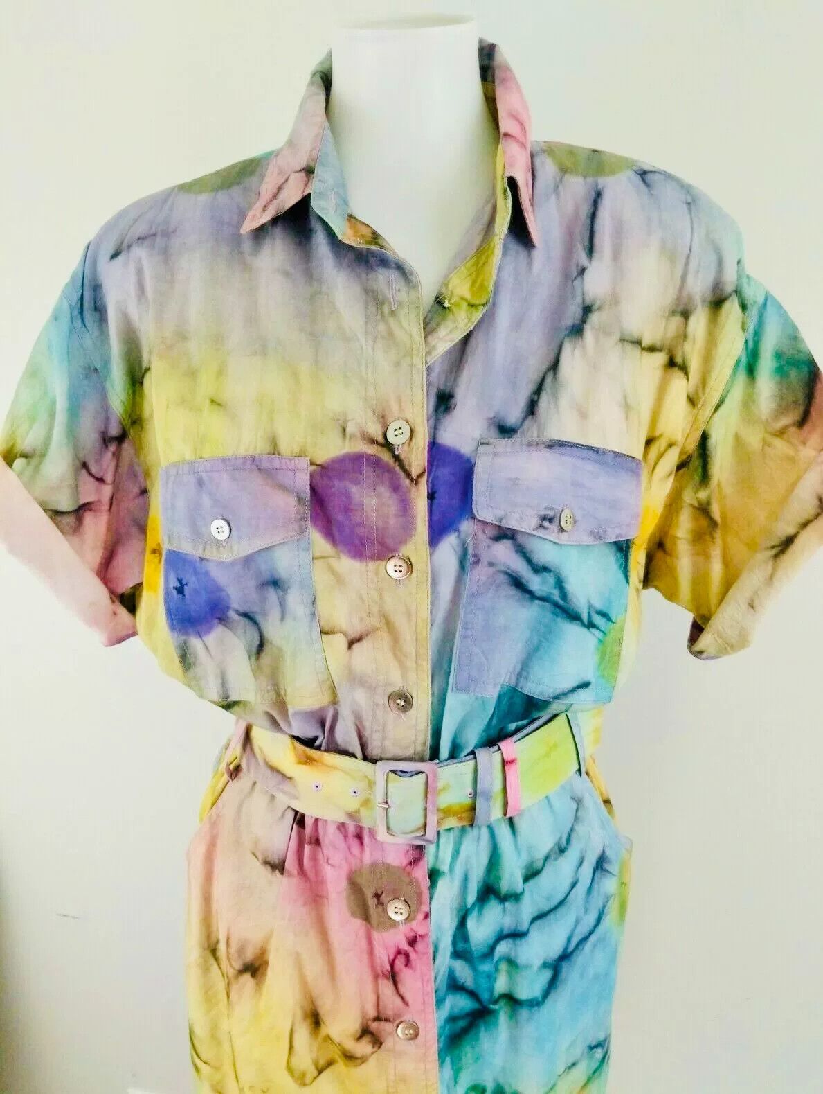 Vintage Vintage Tie-Dye Shirt Dress Size M / US 6-8 / IT 42-44 - 5 Thumbnail