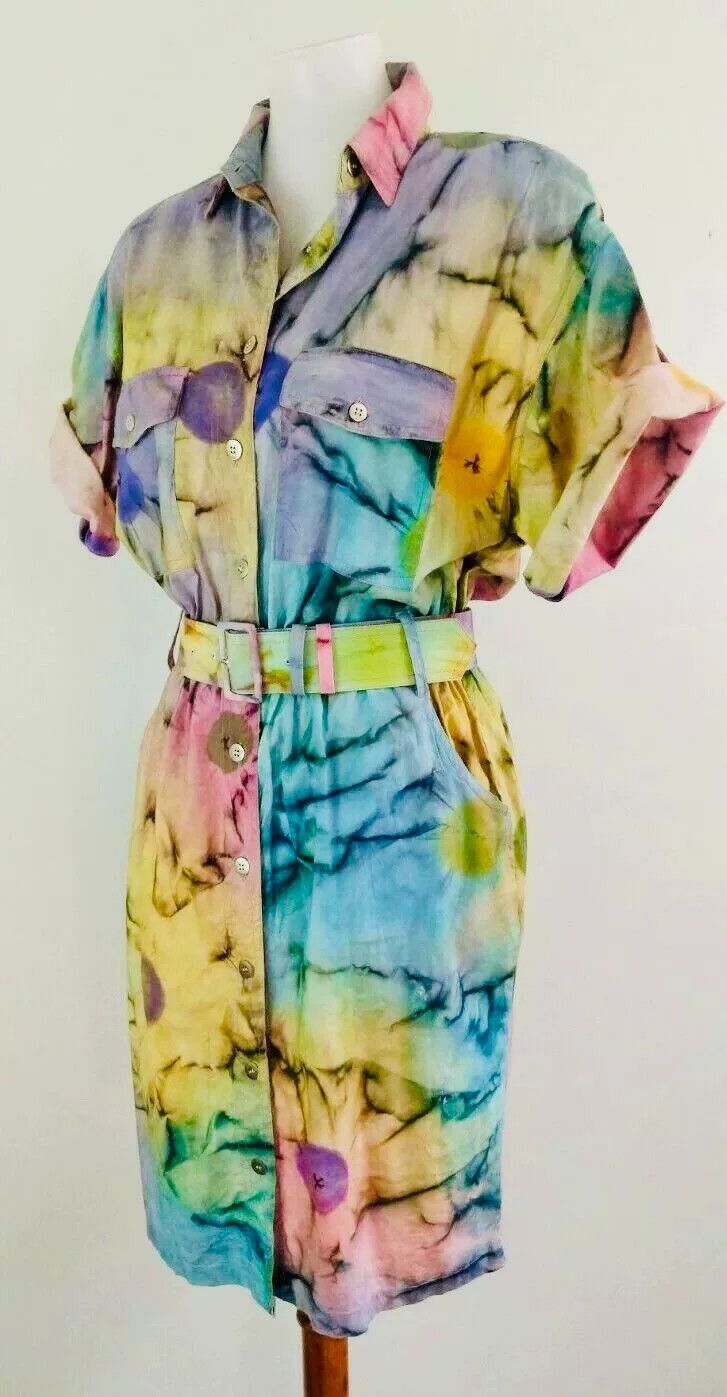 Vintage Vintage Tie-Dye Shirt Dress Size M / US 6-8 / IT 42-44 - 3 Thumbnail