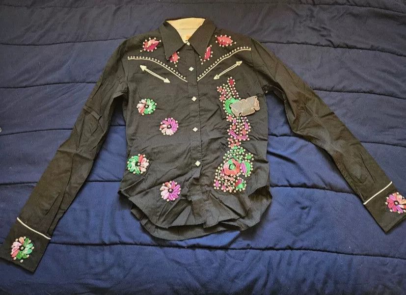 Antik Denim Antik Denim Vintage Flower Embroidery Western Shirt Size M / US 6-8 / IT 42-44 - 2 Thumbnail