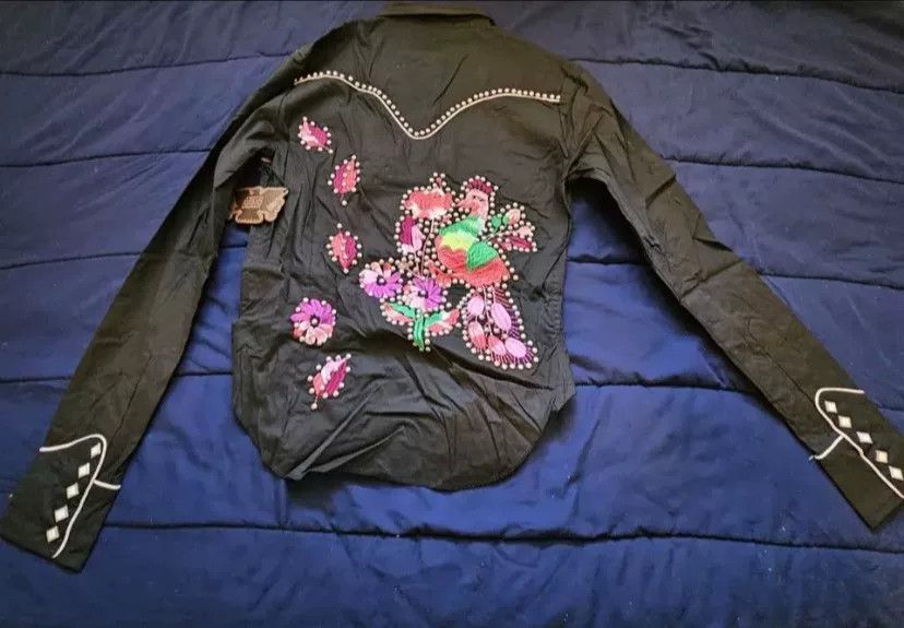 Antik Denim Antik Denim Vintage Flower Embroidery Western Shirt Size M / US 6-8 / IT 42-44 - 3 Thumbnail