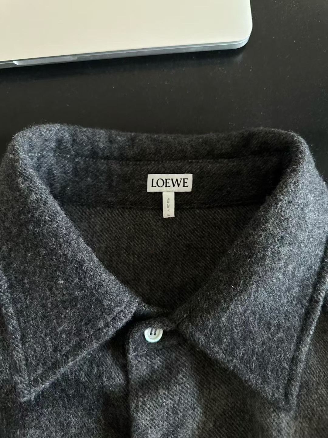 Loewe Loewe Gray Leather Logo Shirt Jacket Size US M / EU 48-50 / 2 - 3 Thumbnail