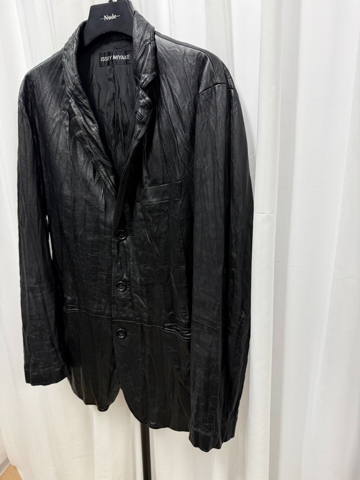 Issey Miyake Issey Miyake Black Pleated Cowhide Jacket Size US M / EU 48-50 / 2 - 2 Thumbnail