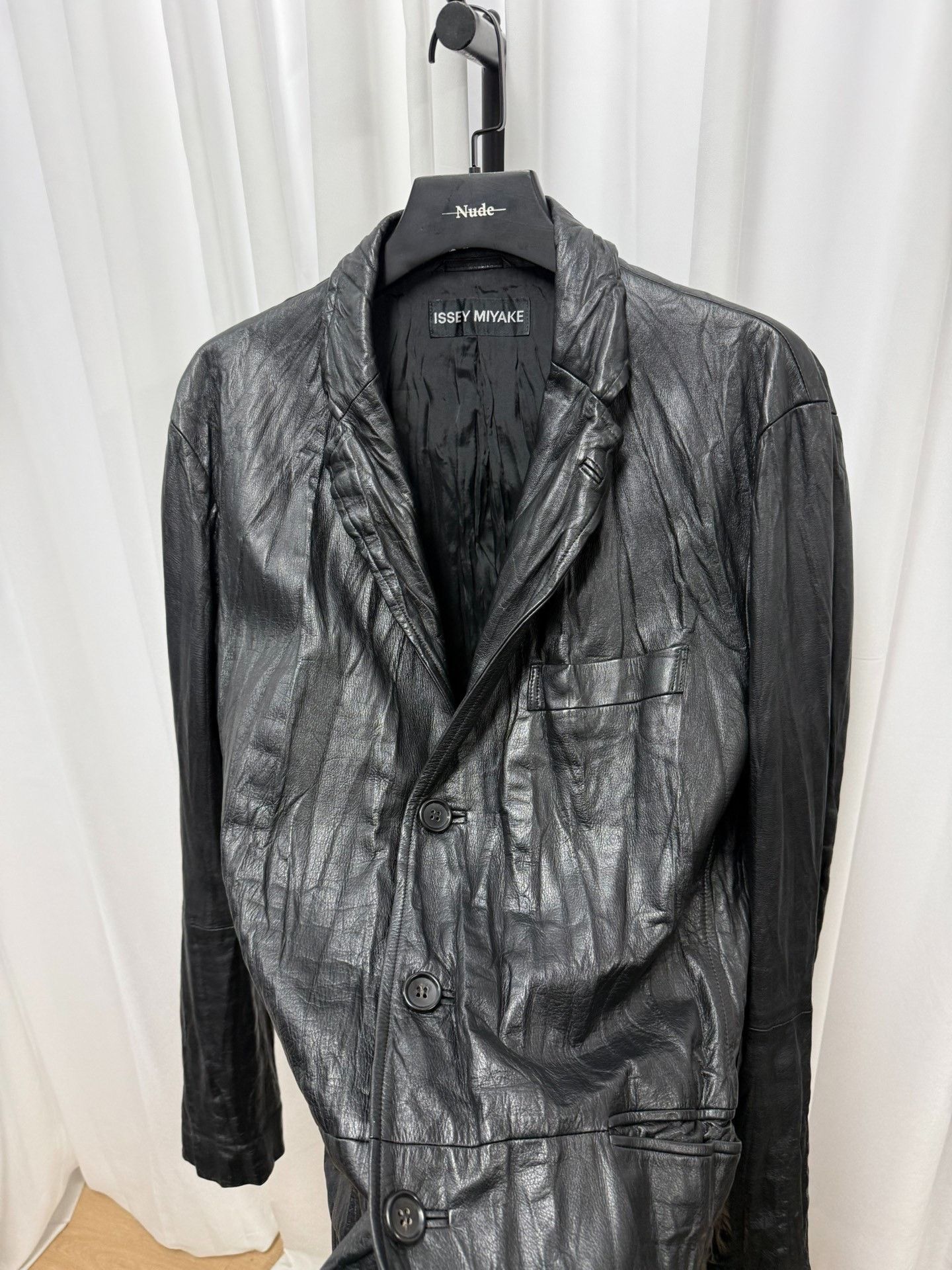 Issey Miyake Issey Miyake Black Pleated Cowhide Jacket Size US M / EU 48-50 / 2 - 5 Thumbnail