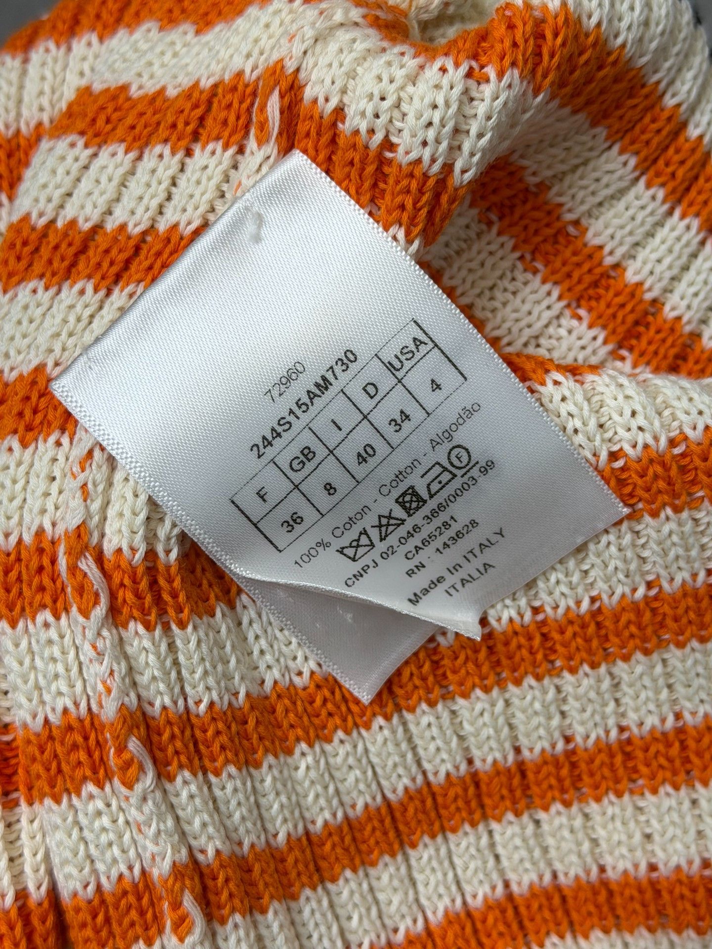 Dior Dior Lucky Star Logo Orange White Stripe Knit Tee Size XS / US 0-2 / IT 36-38 - 3 Thumbnail