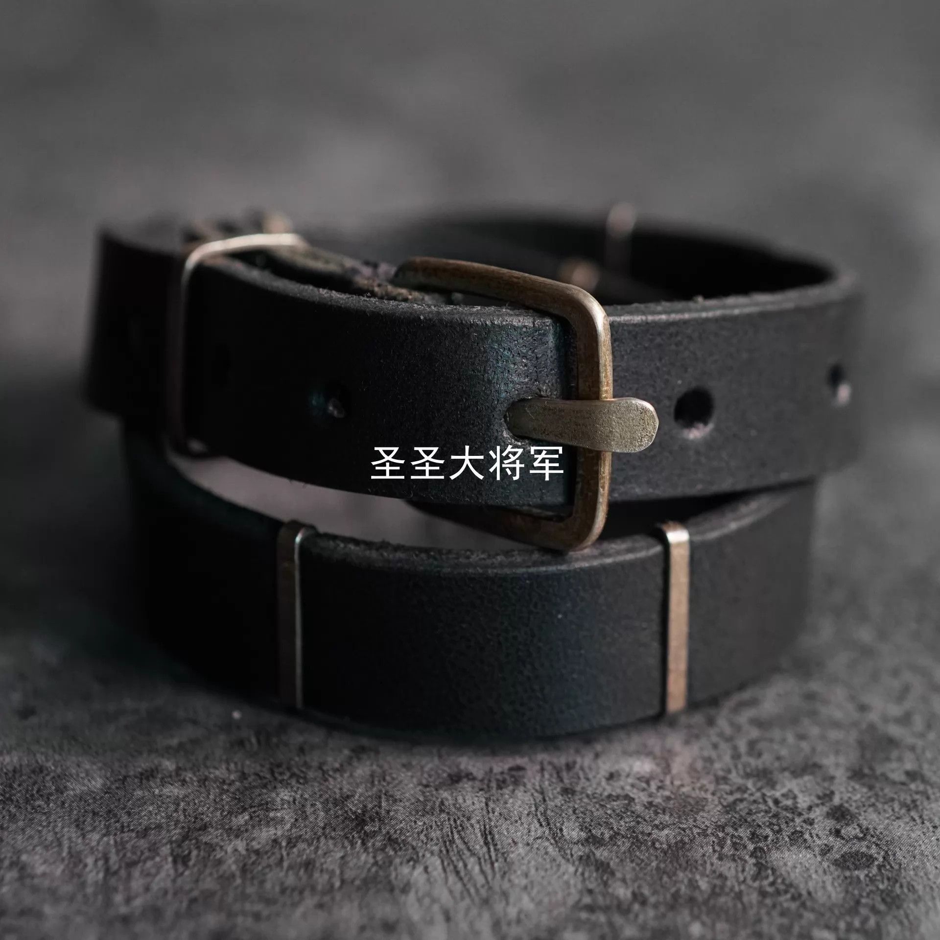 Ma+ Black Leather Belt with Metal Buckle Size ONE SIZE - 4 Thumbnail
