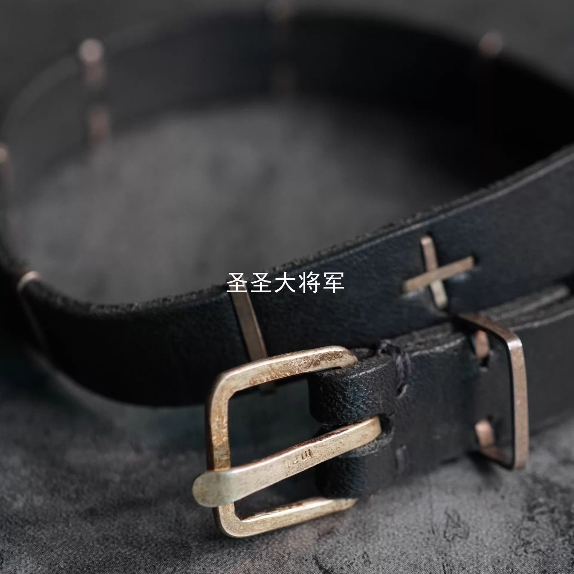 Ma+ Black Leather Belt with Metal Buckle Size ONE SIZE - 7 Thumbnail