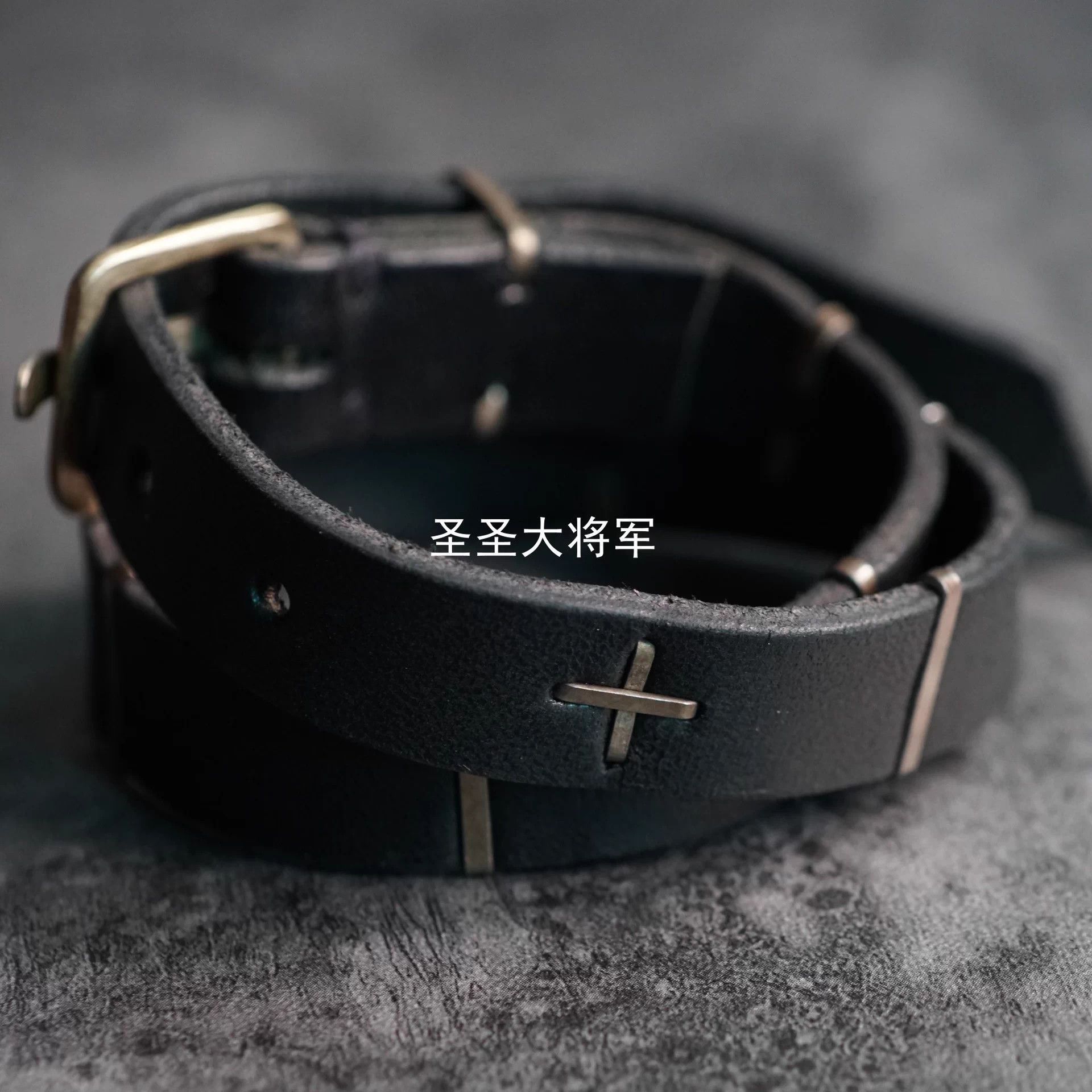 Ma+ Black Leather Belt with Metal Buckle Size ONE SIZE - 5 Thumbnail