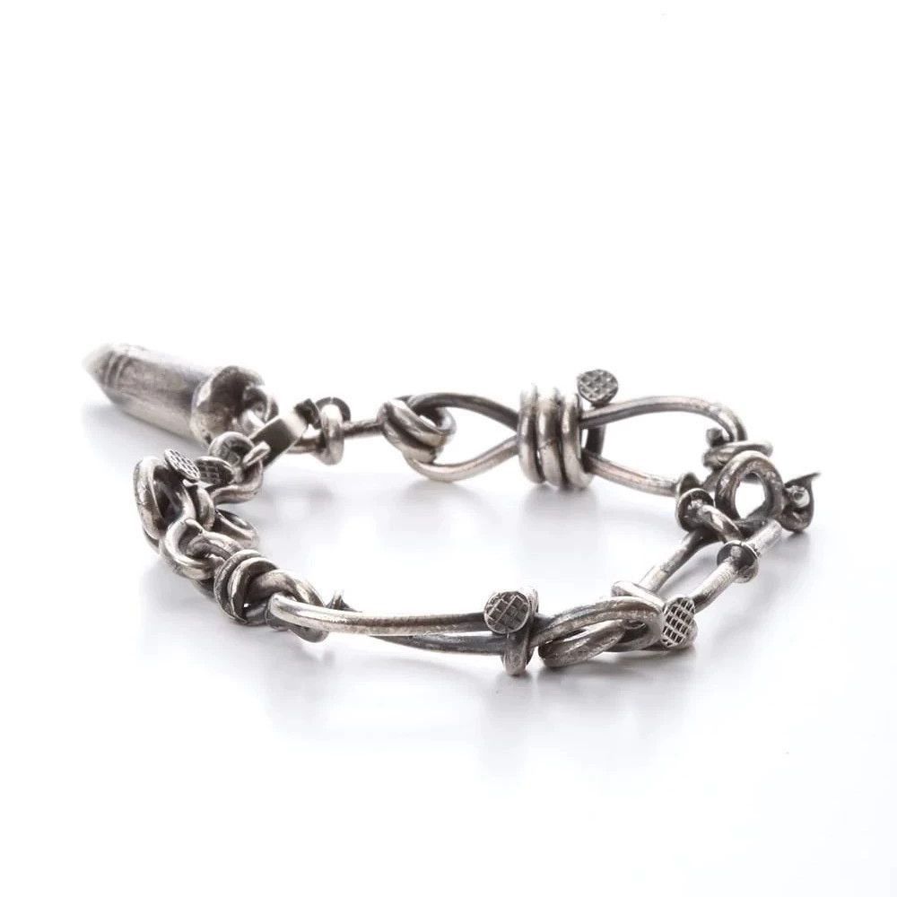 Guidi Silver Chain Link Bracelet with Spike Pendant Size ONE SIZE - 3 Thumbnail