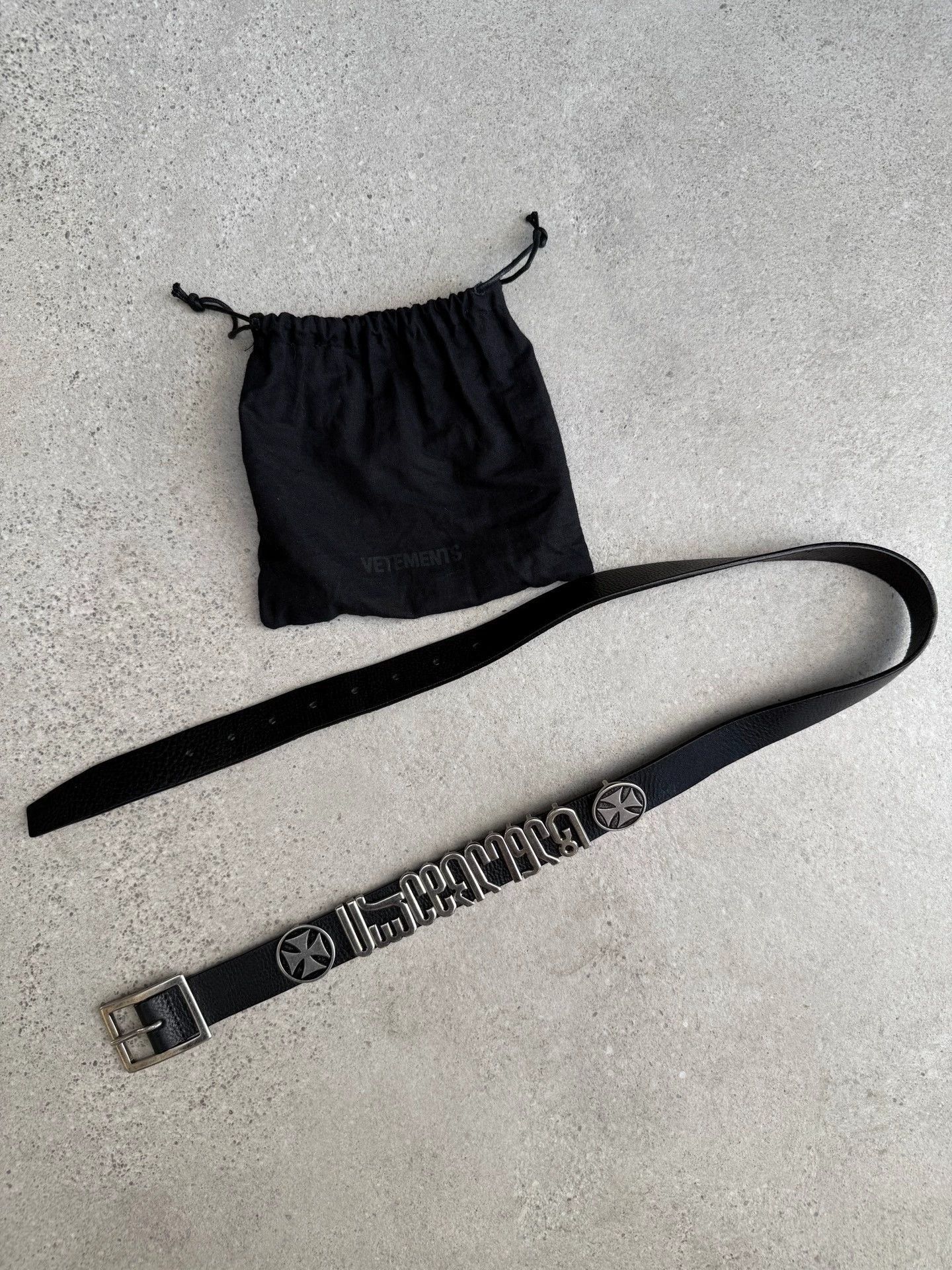 Vetements Black Belt with Silver Decorative Buckle Size ONE SIZE - 2 Thumbnail