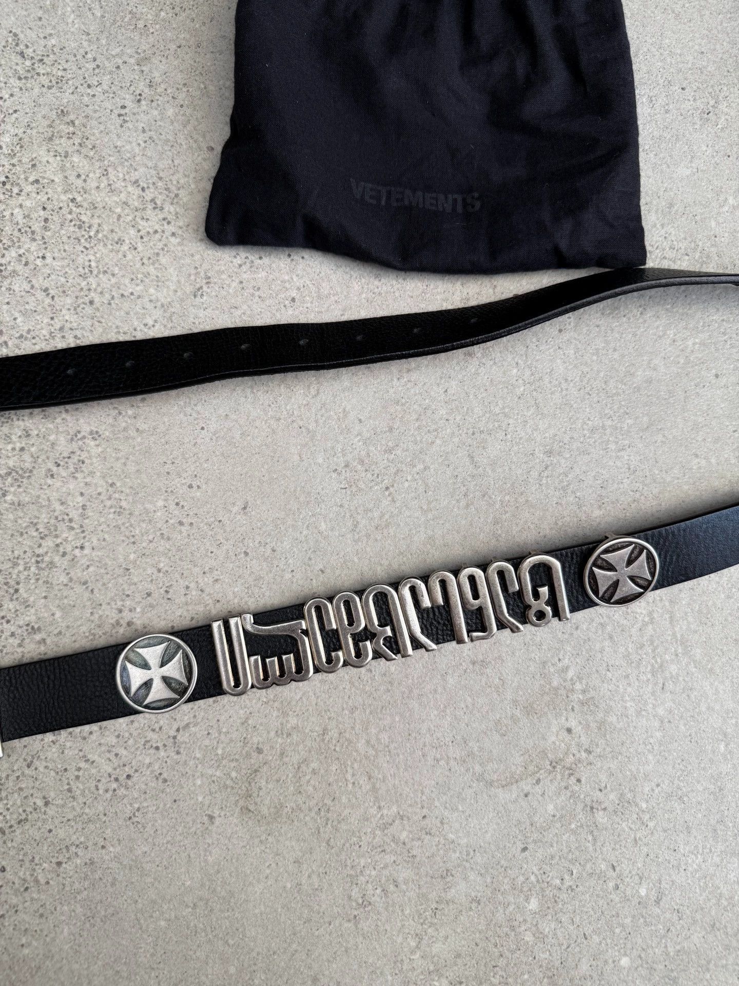 Vetements Black Belt with Silver Decorative Buckle Size ONE SIZE - 3 Thumbnail
