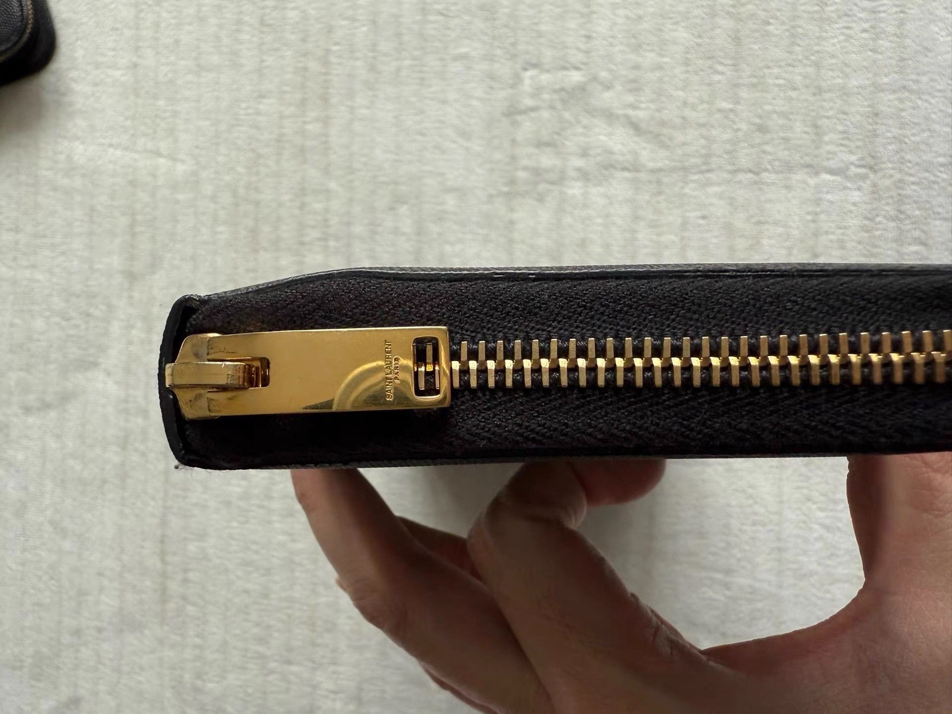 Saint Laurent Paris Black Patterned Zip-Around Wallet Size ONE SIZE - 4 Thumbnail