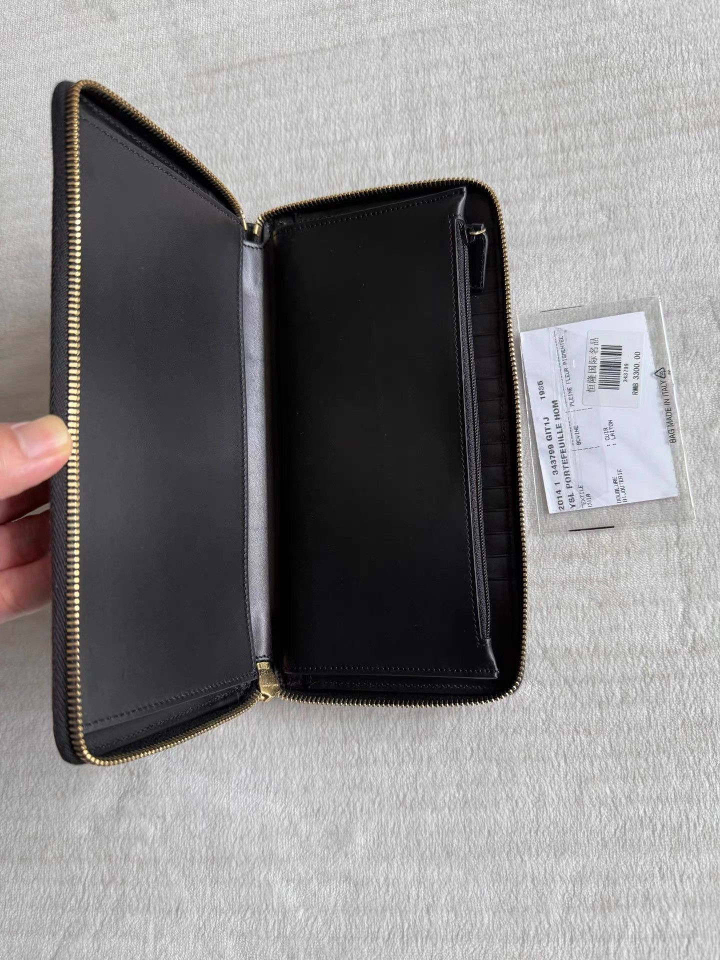 Saint Laurent Paris Black Patterned Zip-Around Wallet Size ONE SIZE - 5 Thumbnail