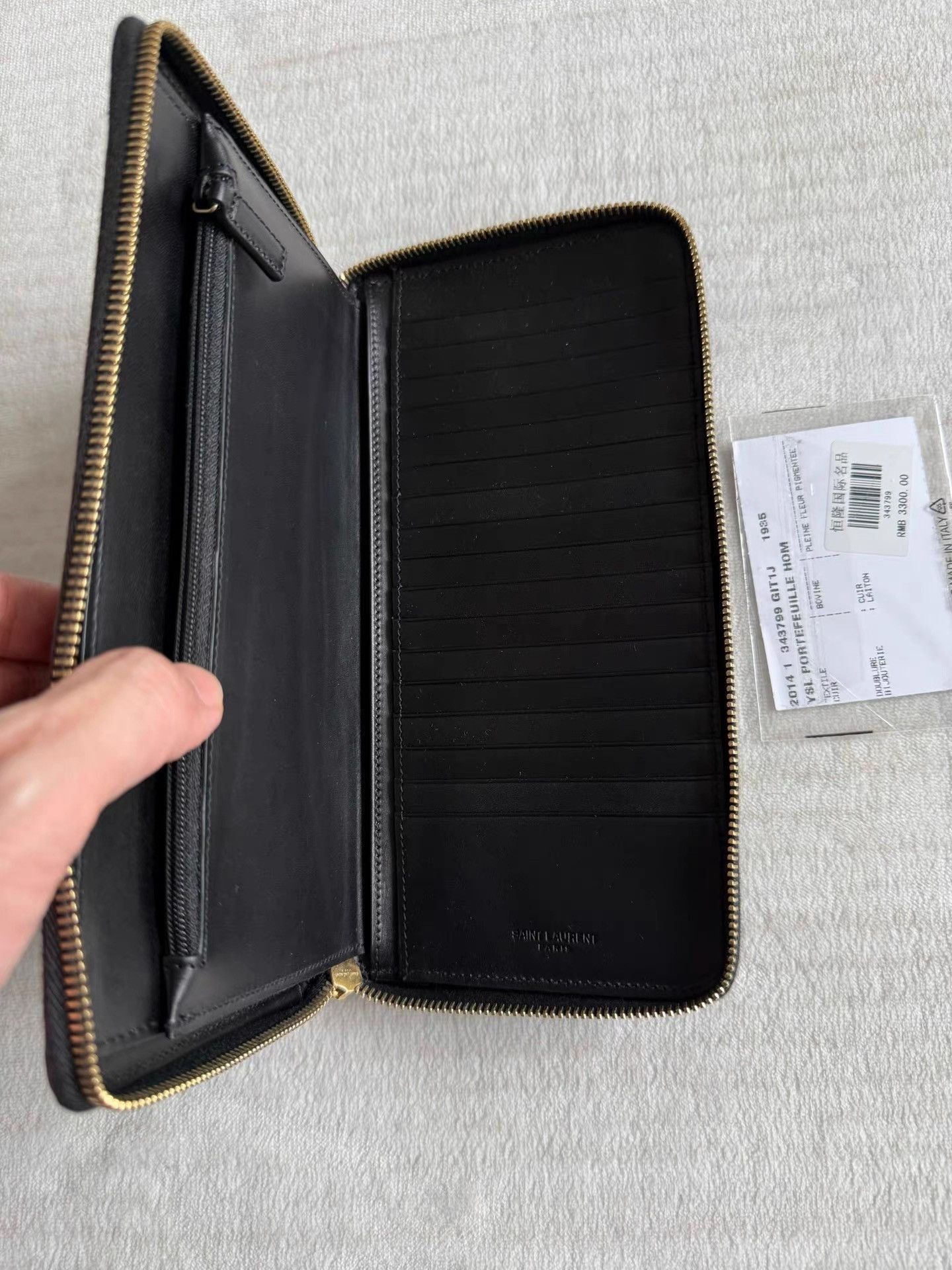 Saint Laurent Paris Black Patterned Zip-Around Wallet Size ONE SIZE - 6 Thumbnail
