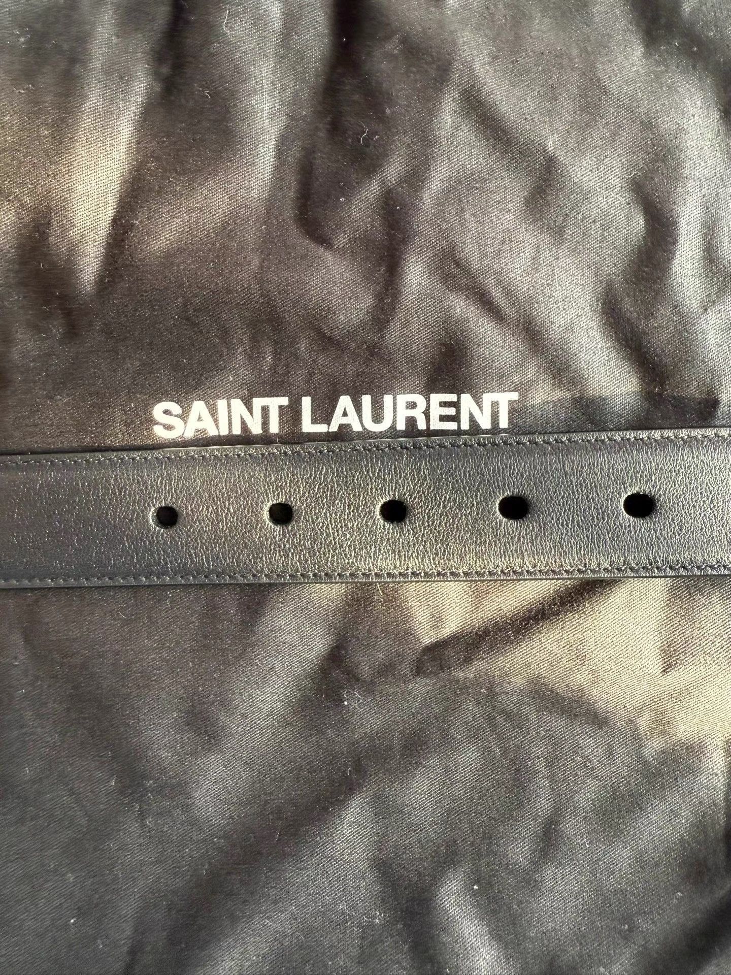 Saint Laurent Paris Black Leather Belt with Gold Buckle Size ONE SIZE - 7 Thumbnail