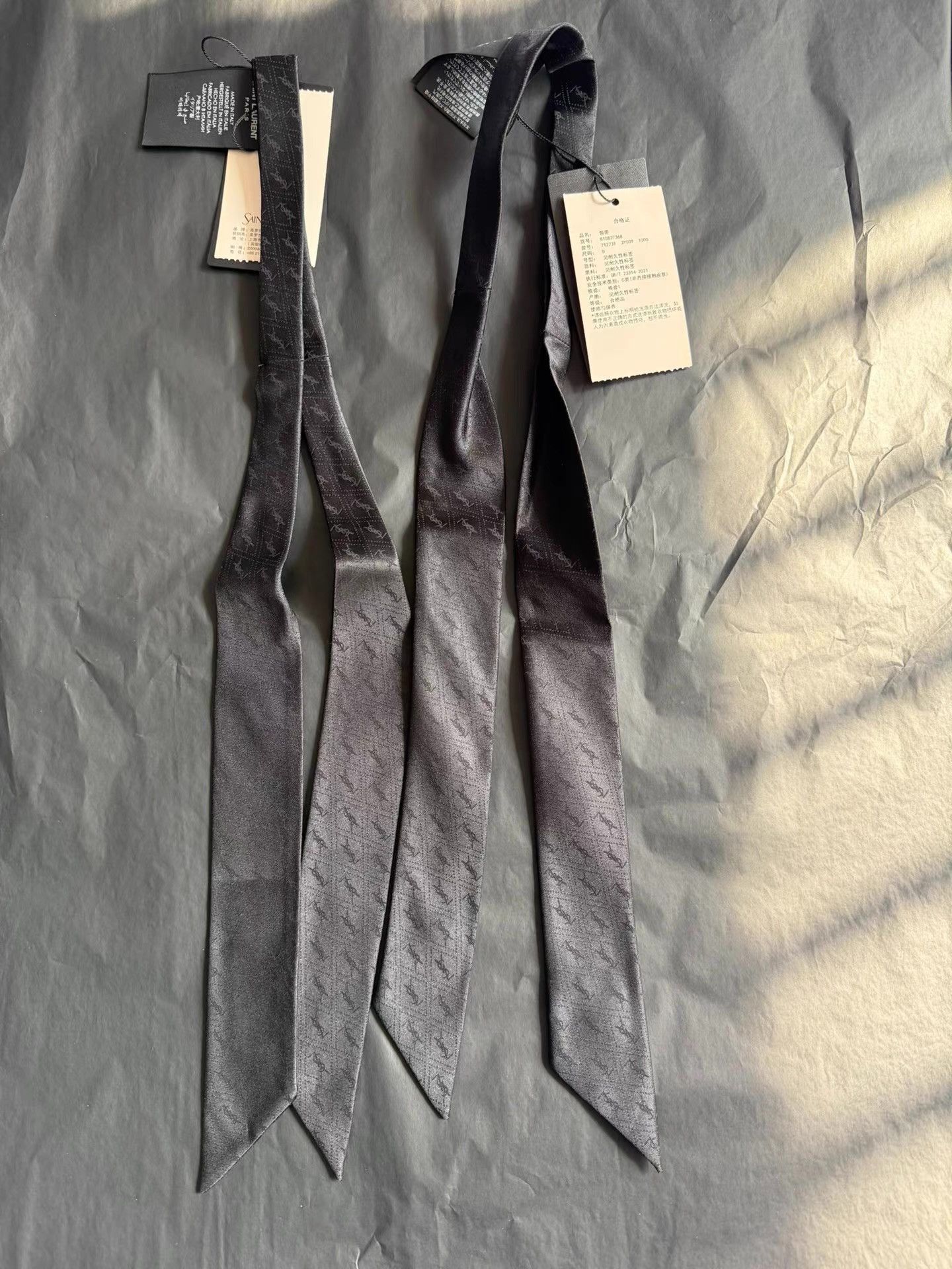 Saint Laurent Paris Black Textured Neck Tie Size ONE SIZE - 4 Thumbnail