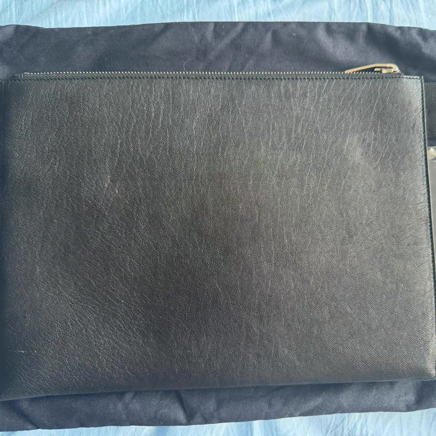 Saint Laurent Paris Black Leather Clutch with Palm Tree & Star Design Size ONE SIZE - 6 Thumbnail