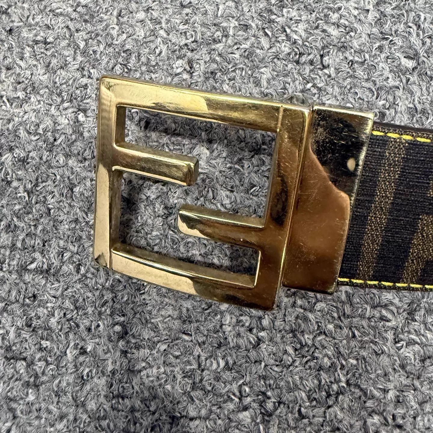 Fendi Brown Patterned Belt with Logo Buckle Size ONE SIZE - 2 Thumbnail