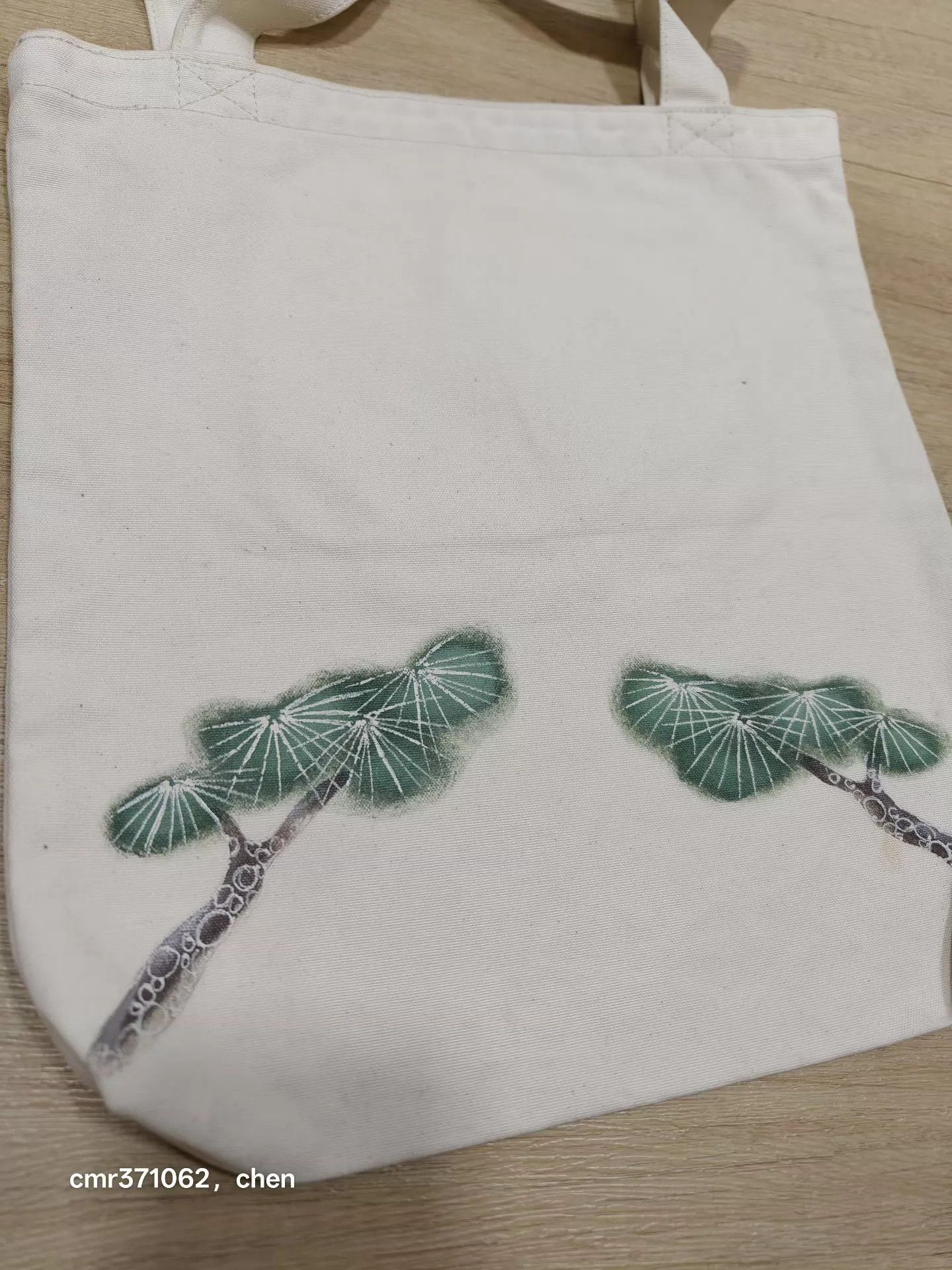 Visvim White Canvas Tote Bag with Green Tree Print Size ONE SIZE - 3 Thumbnail