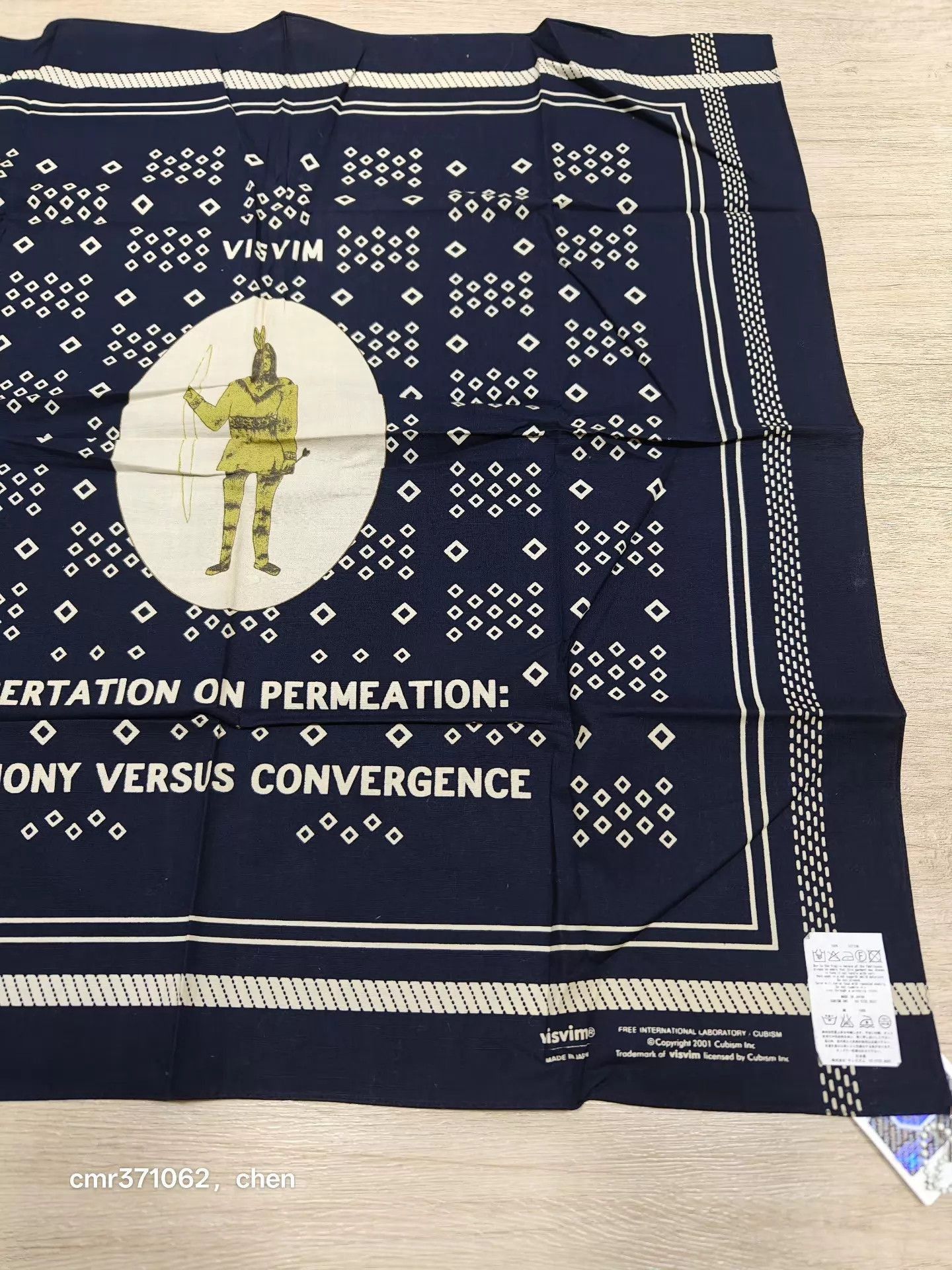 Visvim Blue Square Scarf with Graphic & Geometric Patterns Size ONE SIZE - 3 Thumbnail