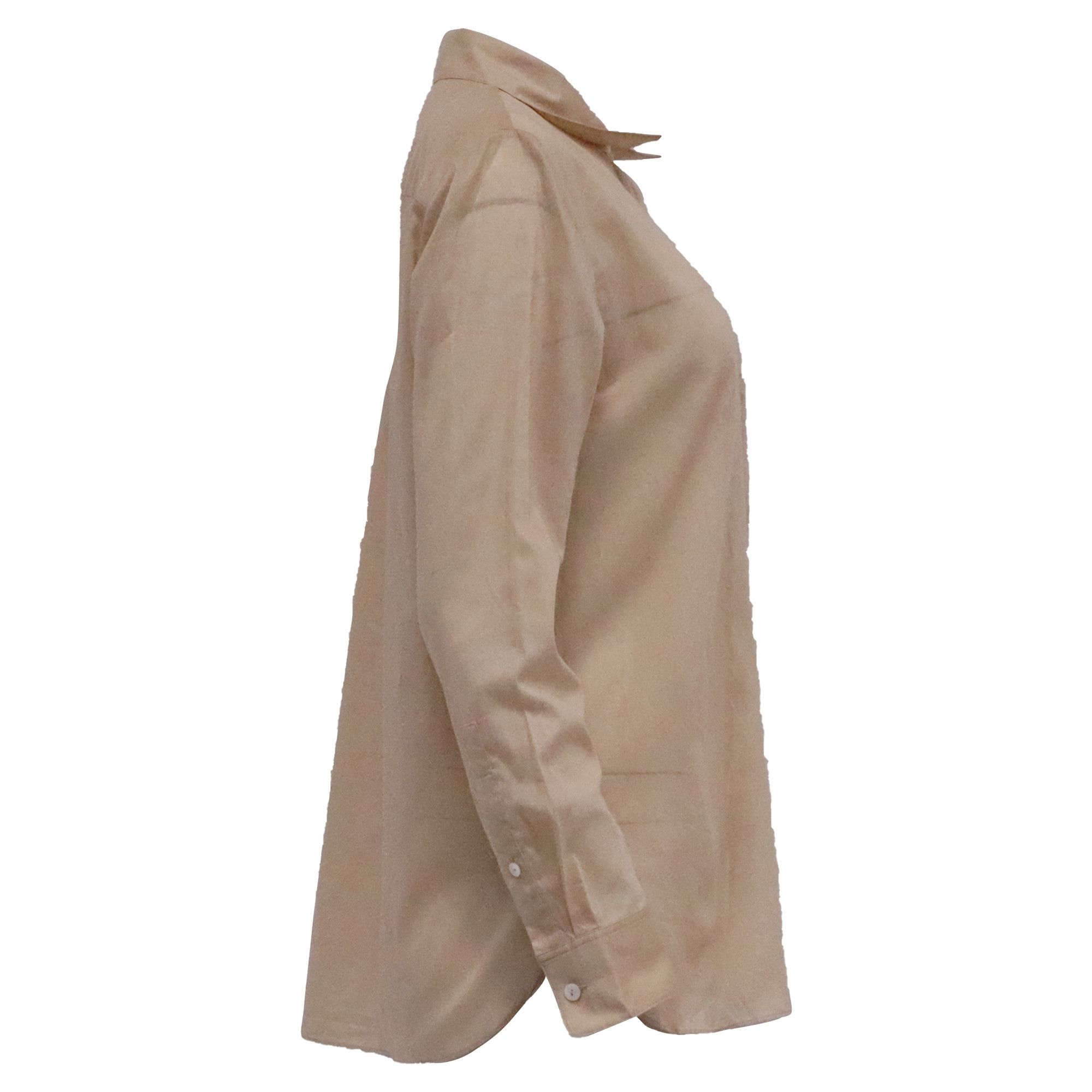 Theory Theory Hidden-Buttoned Shirt in Beige Cotton Size XS / US 0-2 / IT 36-38 - 3 Thumbnail