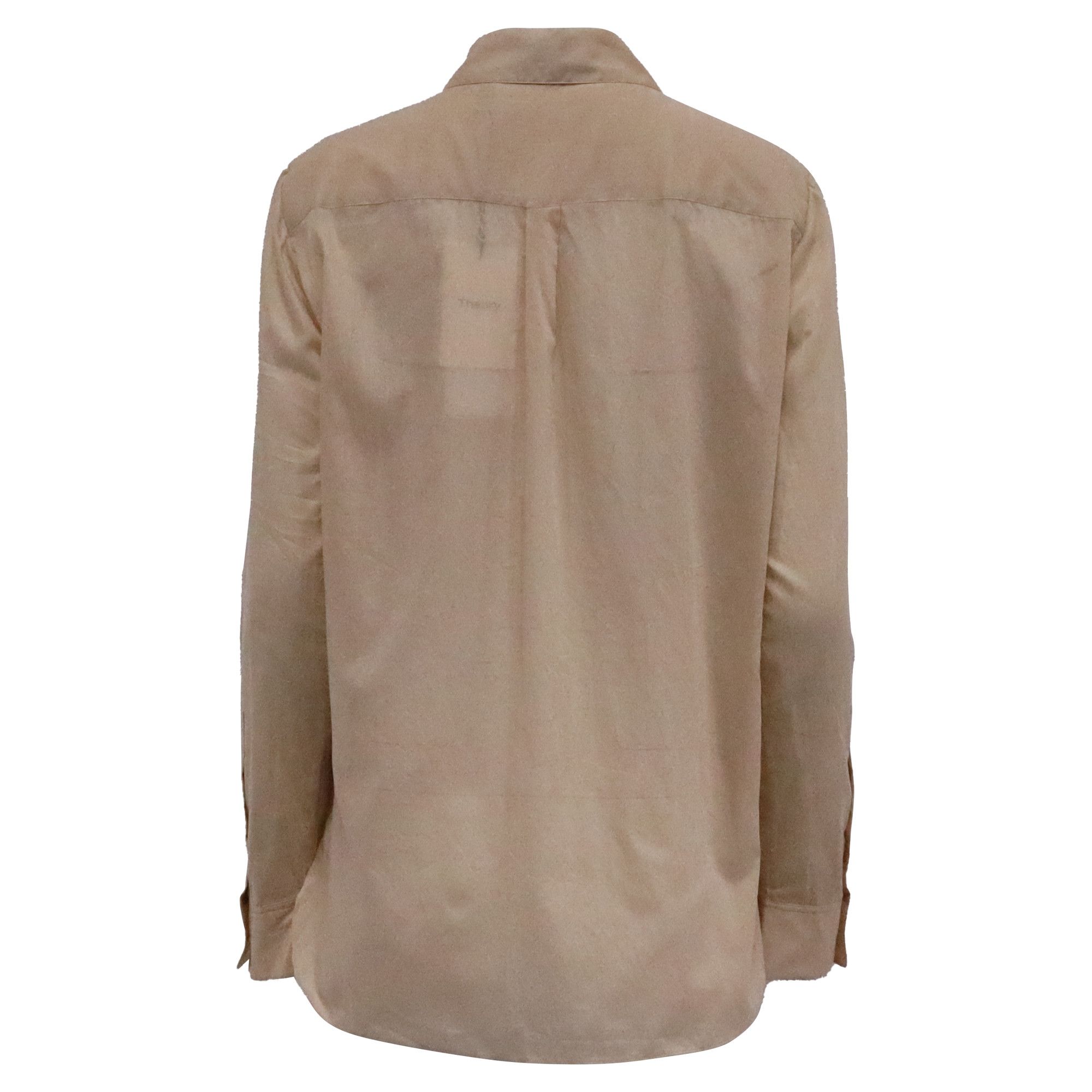 Theory Theory Hidden-Buttoned Shirt in Beige Cotton Size XS / US 0-2 / IT 36-38 - 4 Thumbnail