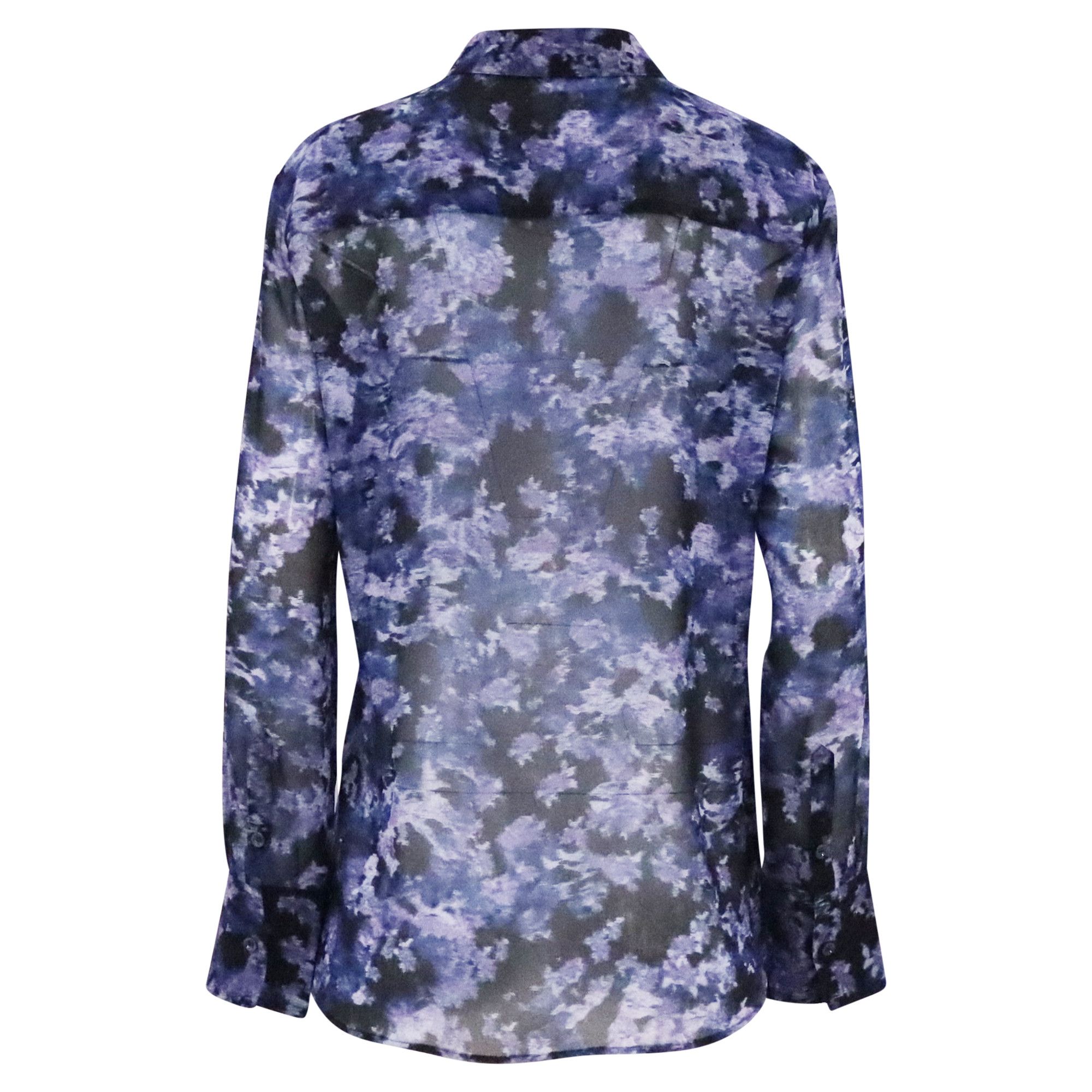 Altuzarra Altuzarra Chika Printed Blouse in Navy Blue Polyester Size XS / US 0-2 / IT 36-38 - 4 Thumbnail