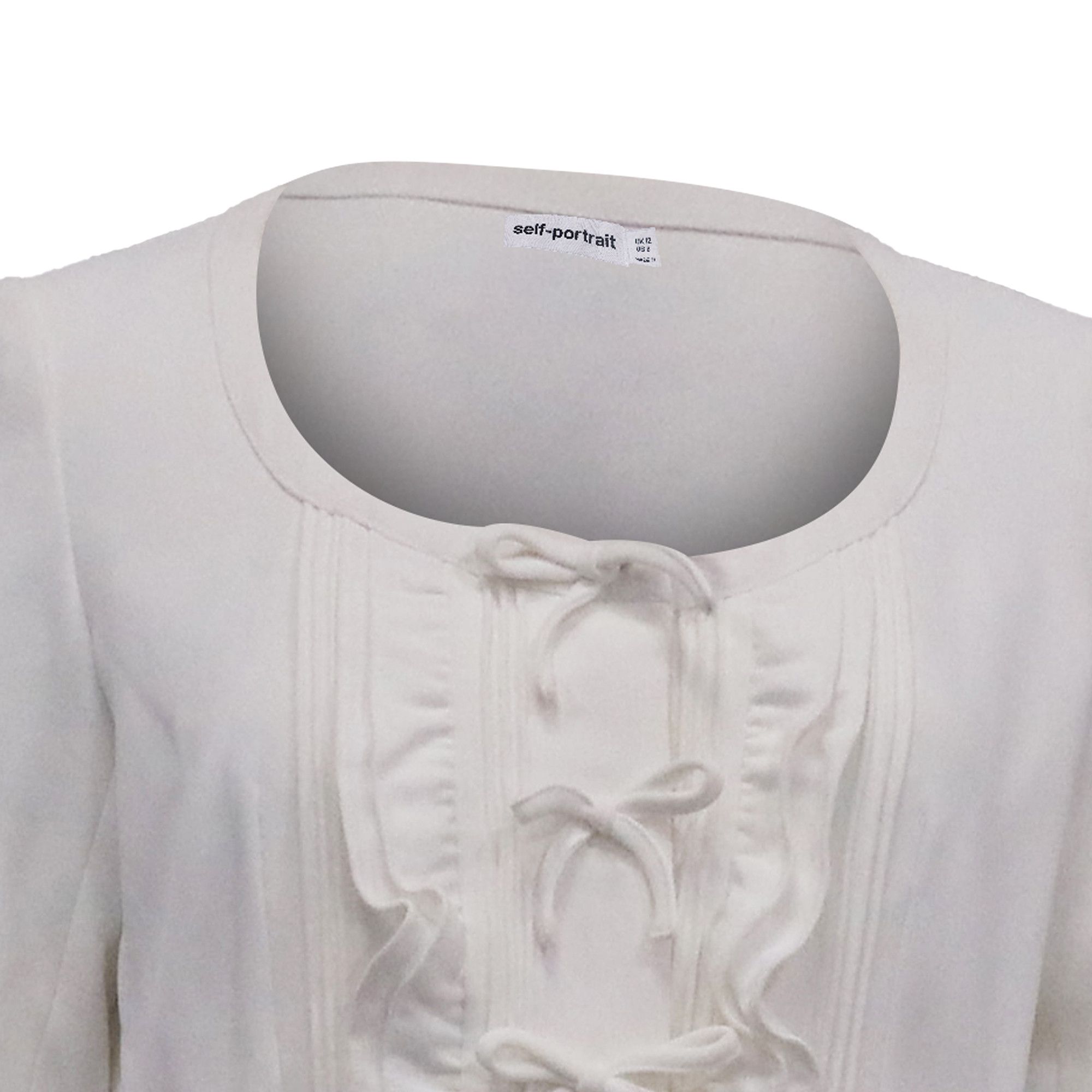 Self-Portrait Self-Portrait Pleated Crepe Belted Peplum Midi Dress in Whit Size XS / US 0-2 / IT 36-38 - 2 Thumbnail
