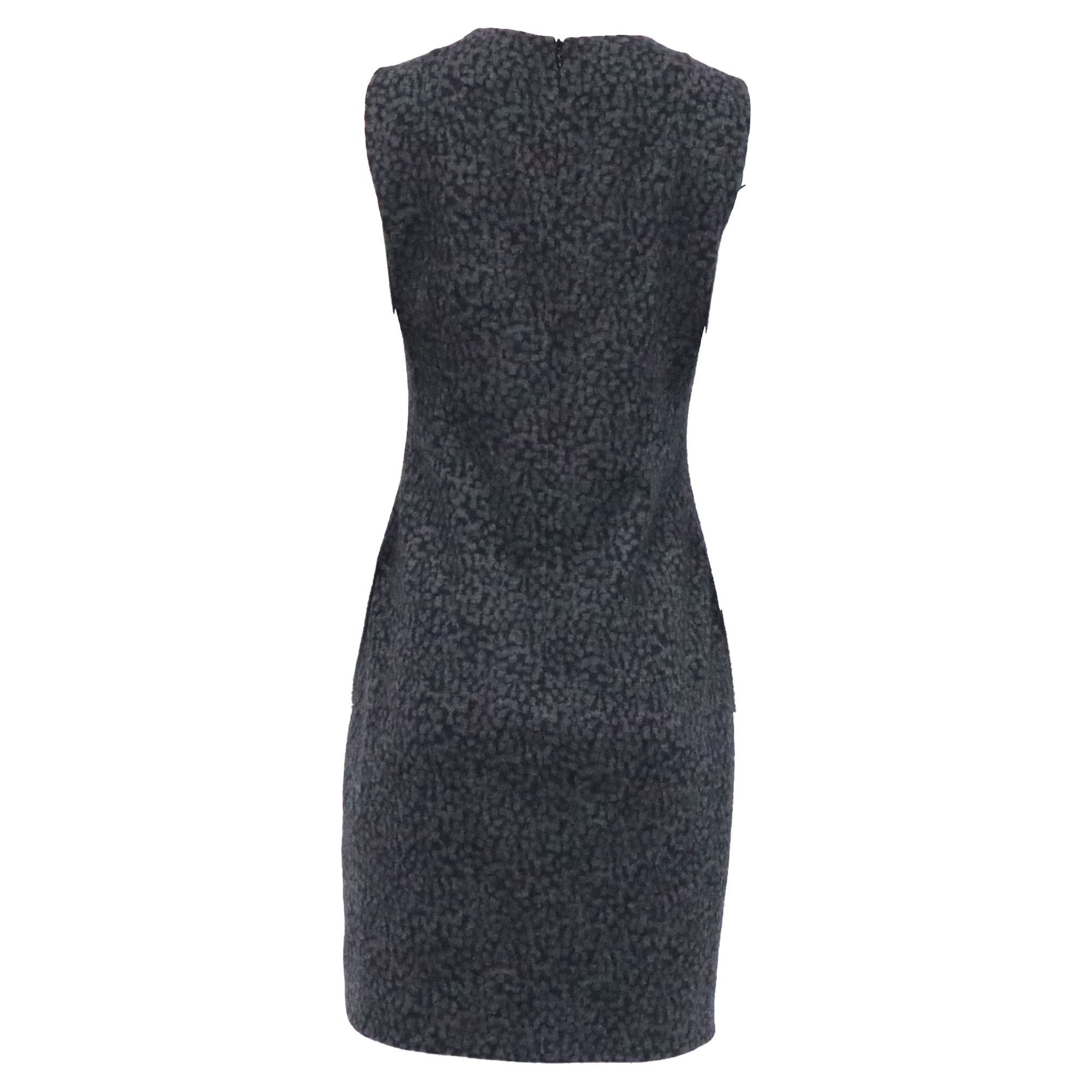 Akris Akris Patterned Mini Shift Dress in Grey Wool Size XS / US 0-2 / IT 36-38 - 4 Thumbnail