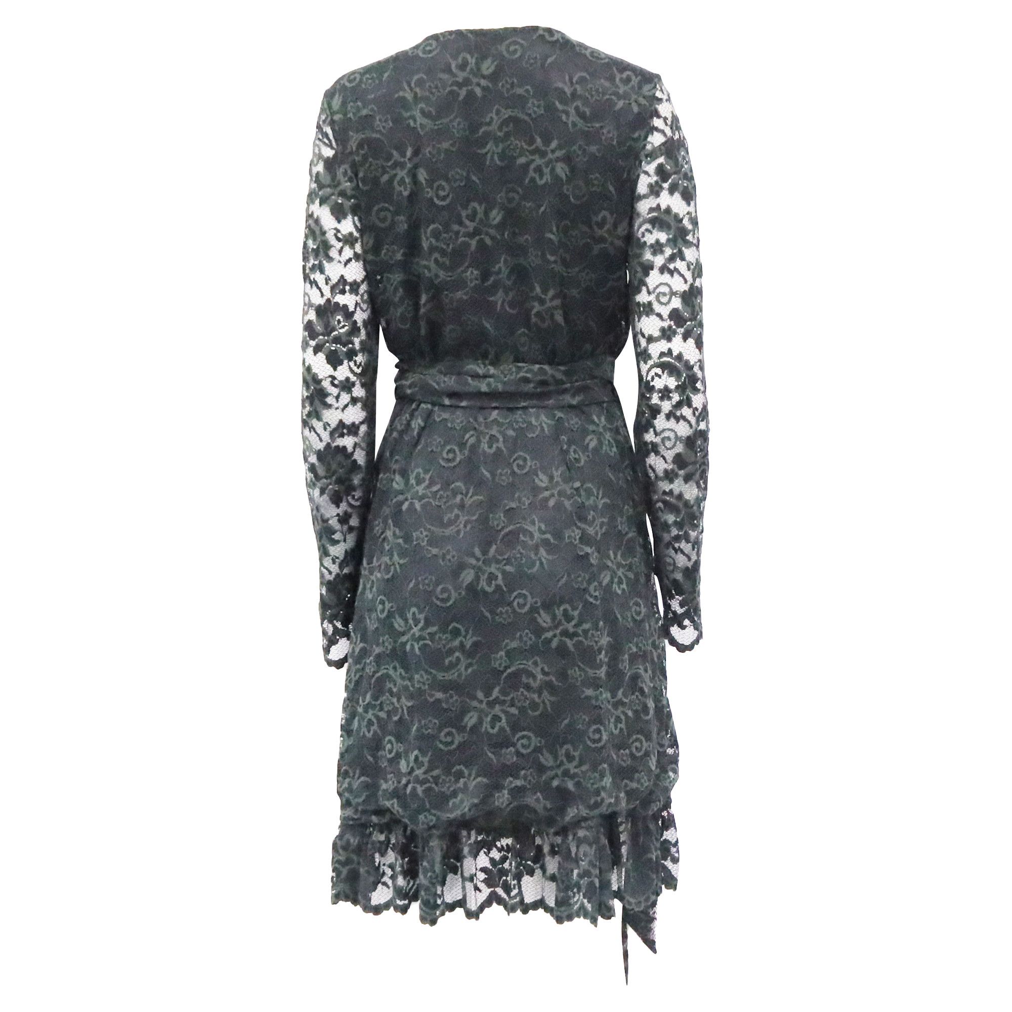 Ganni Ganni Flynn Lace Wrap Dress in Green Polyamide Size S / US 4 / IT 40 - 3 Thumbnail
