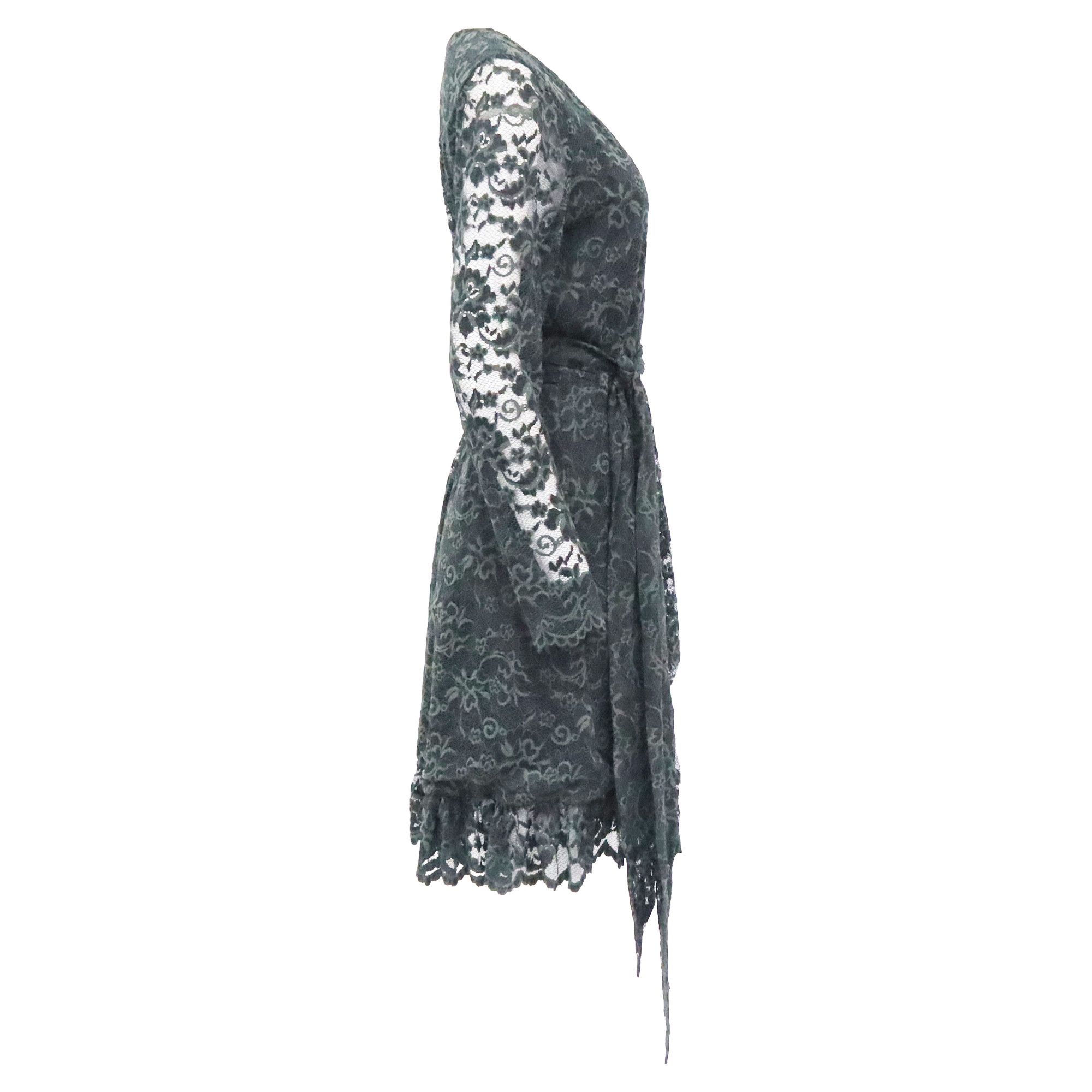 Ganni Ganni Flynn Lace Wrap Dress in Green Polyamide Size S / US 4 / IT 40 - 2 Thumbnail