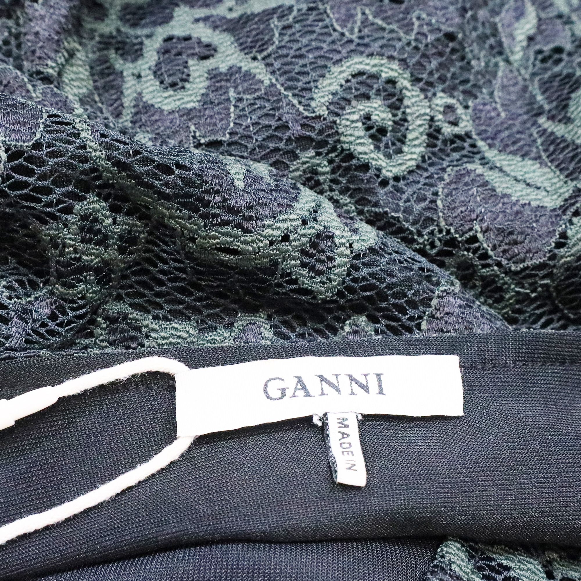 Ganni Ganni Flynn Lace Wrap Dress in Green Polyamide Size S / US 4 / IT 40 - 4 Thumbnail
