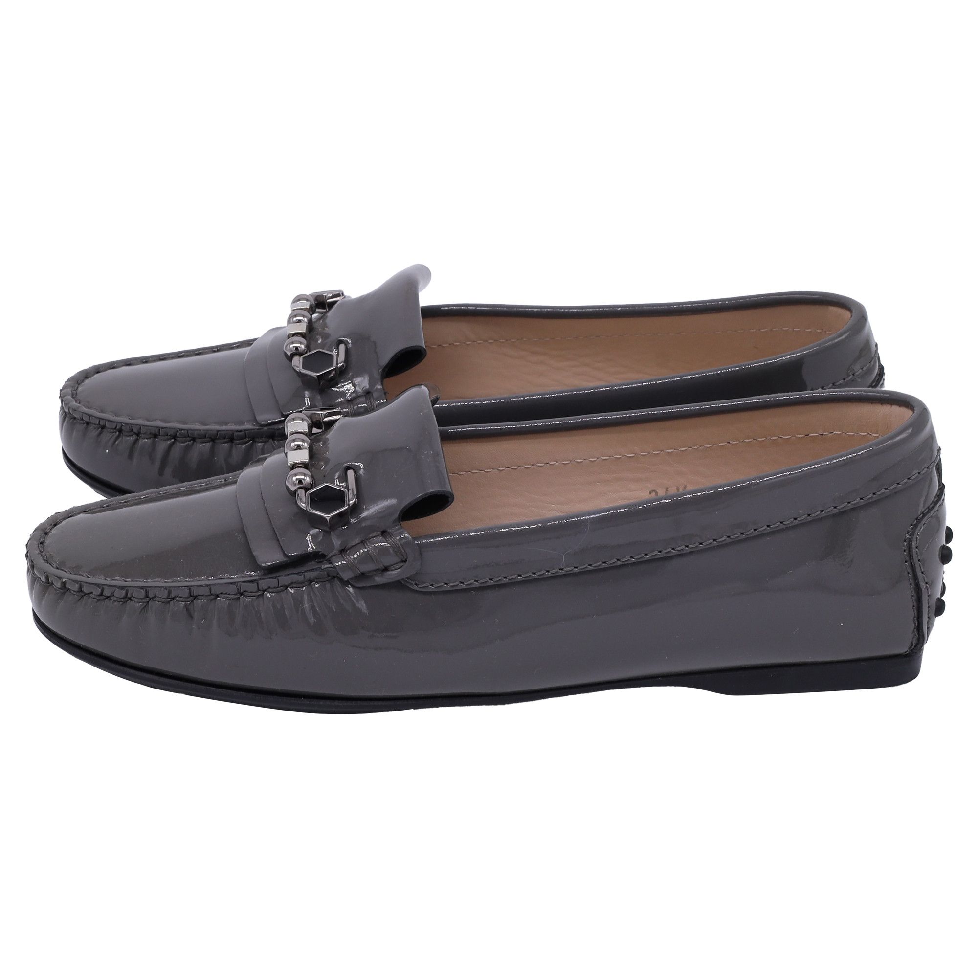 Tod's Tod's Embellished Driver Shoes in Grey Patent Leather Size US 5.5 / IT 35.5 - 4 Thumbnail