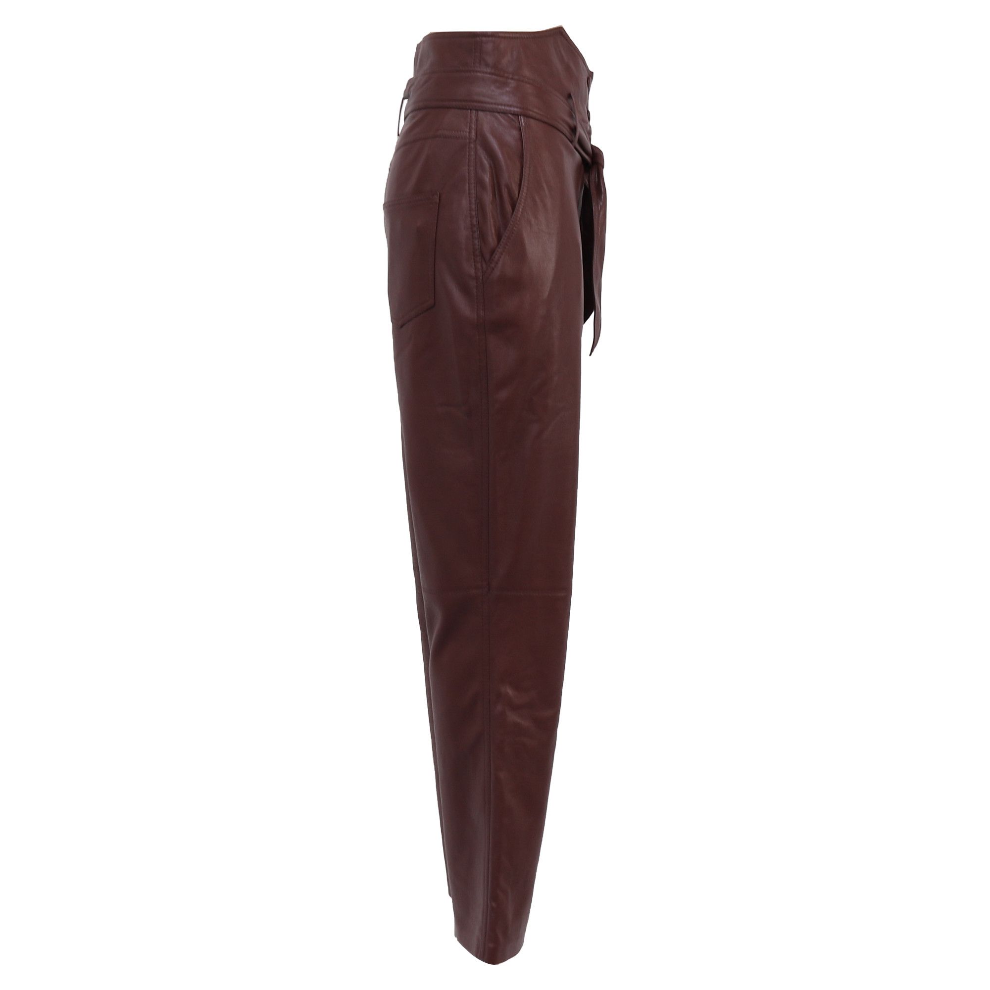 Nanushka Nanushka Ethan Vegan Leather Pants In Burgundy Polyester Size 25" / US 0 / IT 36 - 2 Thumbnail