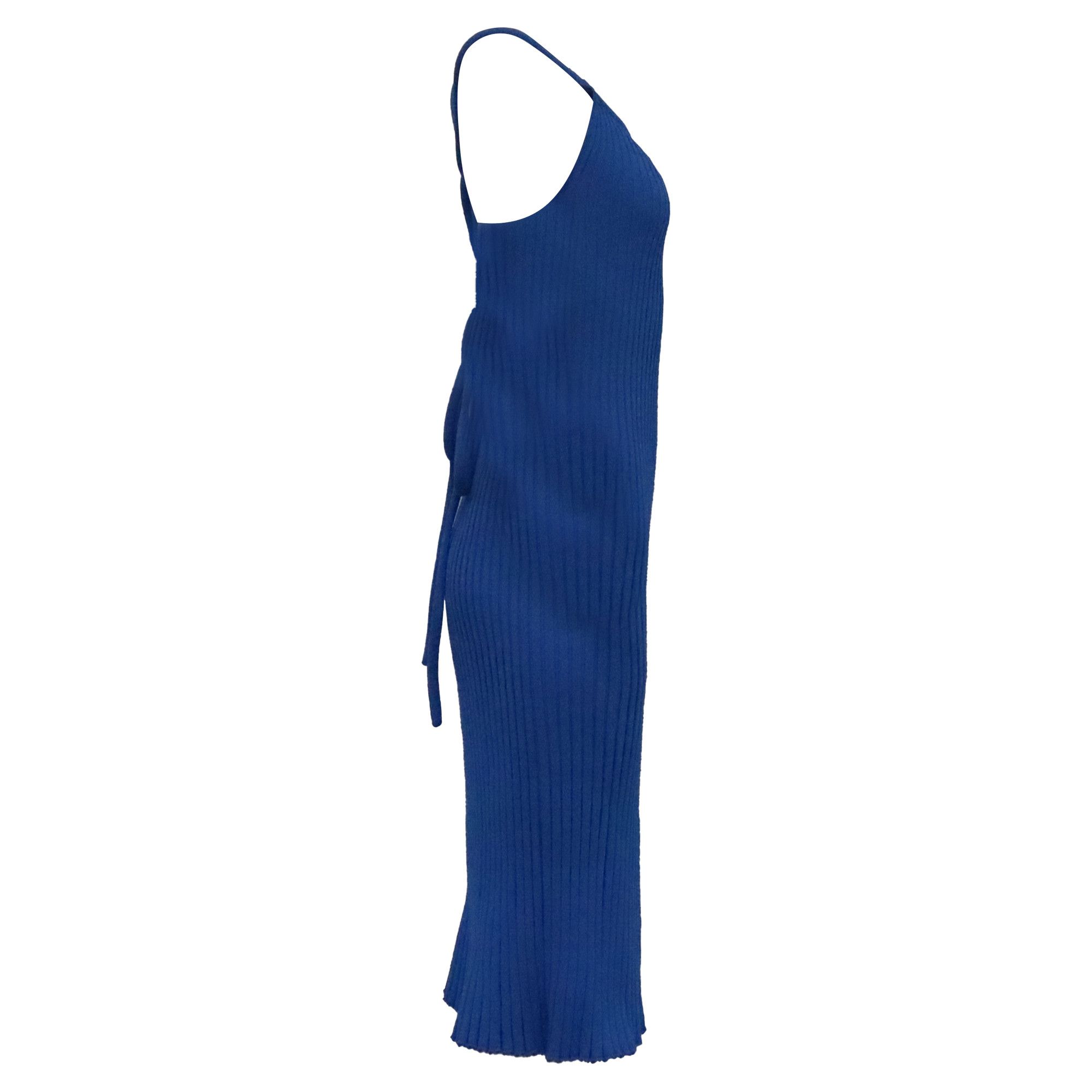 Proenza Schouler Proenza Schouler Vida Ribbed-Knit Midi Dress in Blue Viscos Size XXS / US 00 / IT 34 - 3 Thumbnail