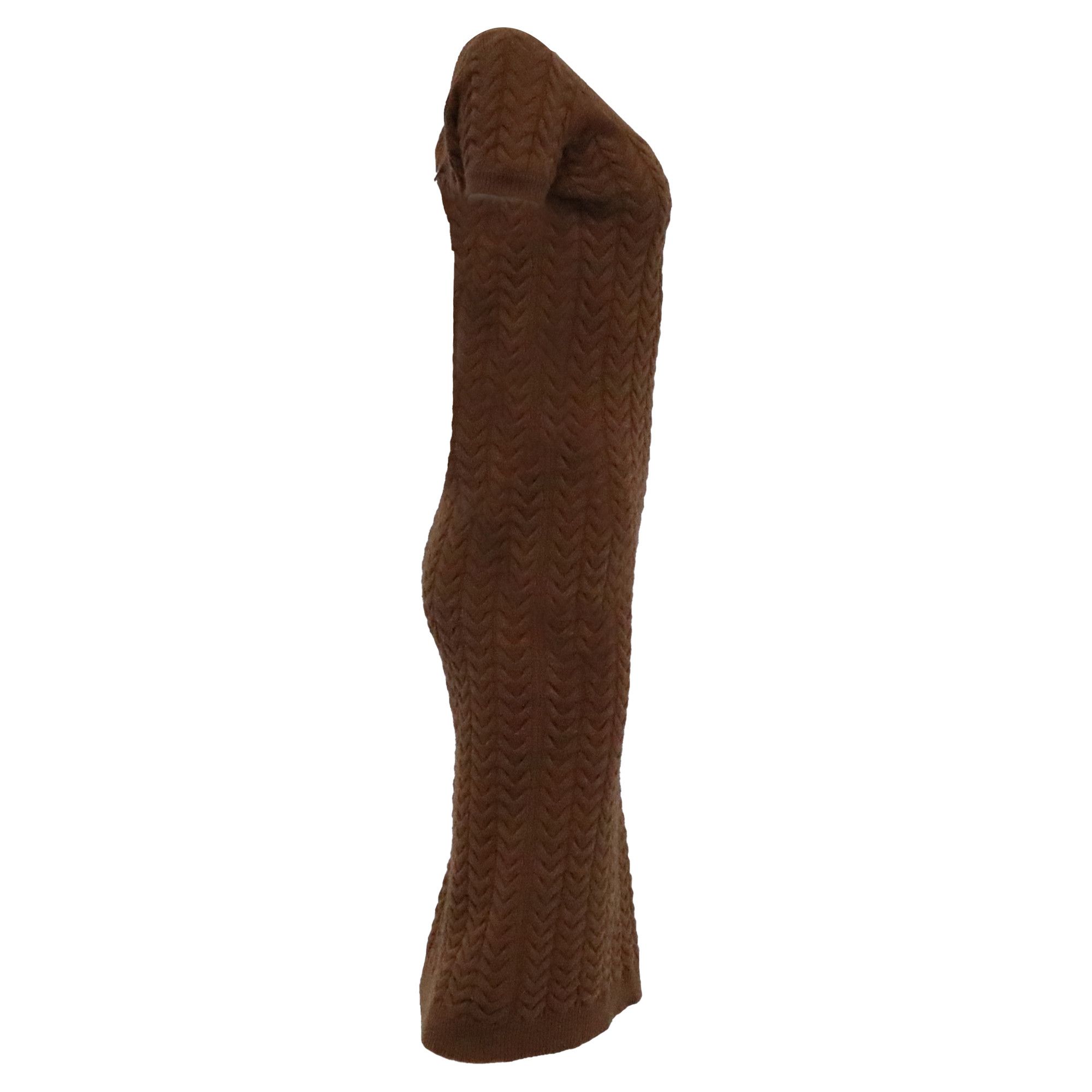 Max Mara Max Mara Caramba Knitted Midi Dress in Brown Wool Size XXS / US 00 / IT 34 - 3 Thumbnail