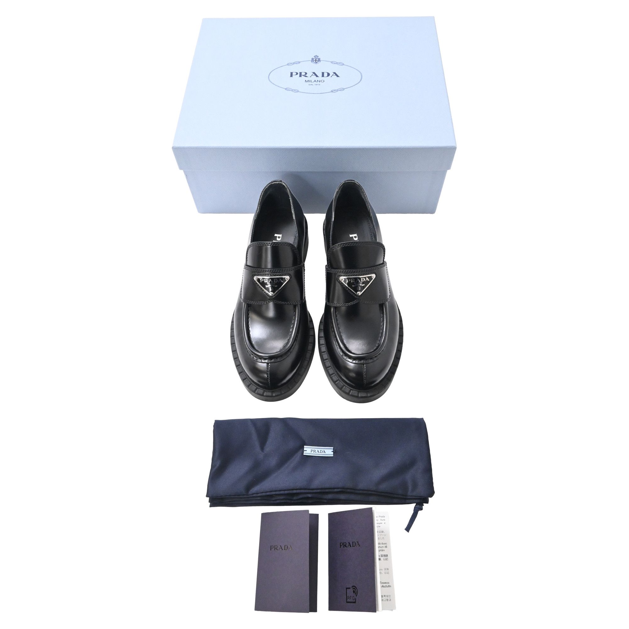 Prada Prada Brushed Platform Loafers in Black Leather Size US 5 / IT 35 - 9 Thumbnail