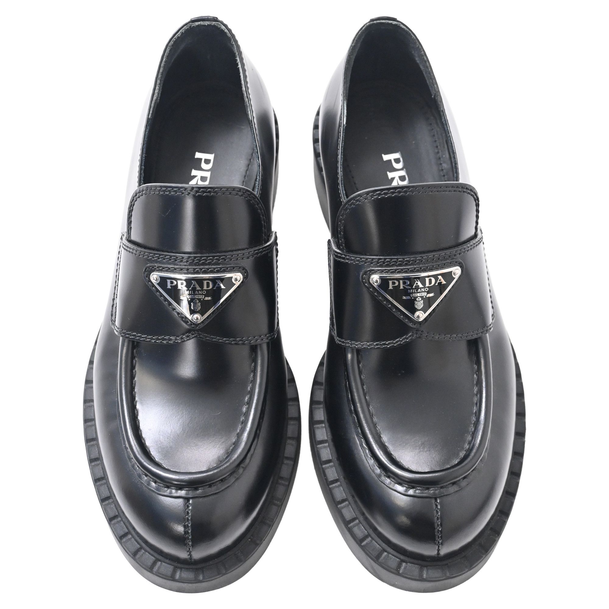 Prada Prada Brushed Platform Loafers in Black Leather Size US 5 / IT 35 - 5 Thumbnail