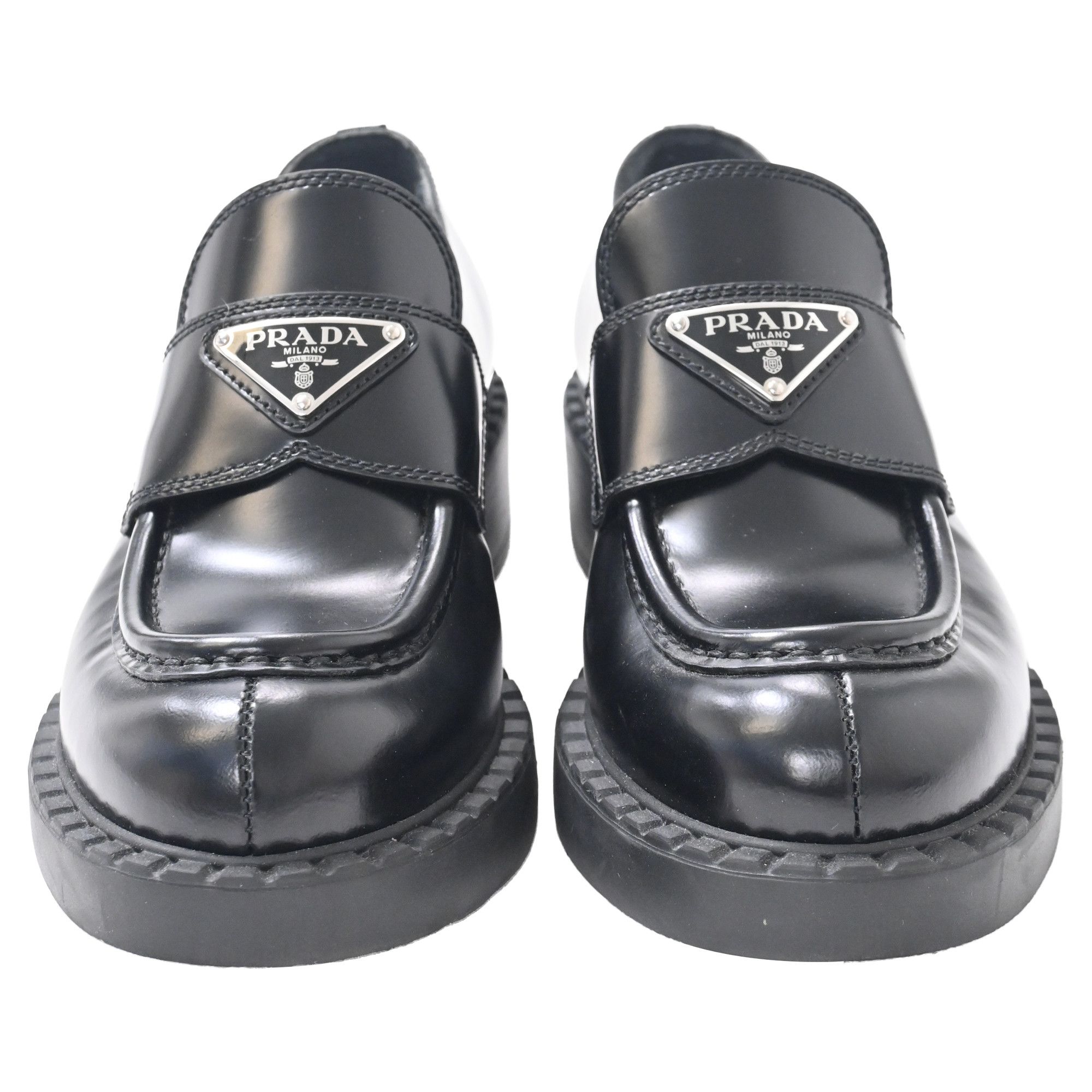 Prada Prada Brushed Platform Loafers in Black Leather Size US 5 / IT 35 - 2 Thumbnail