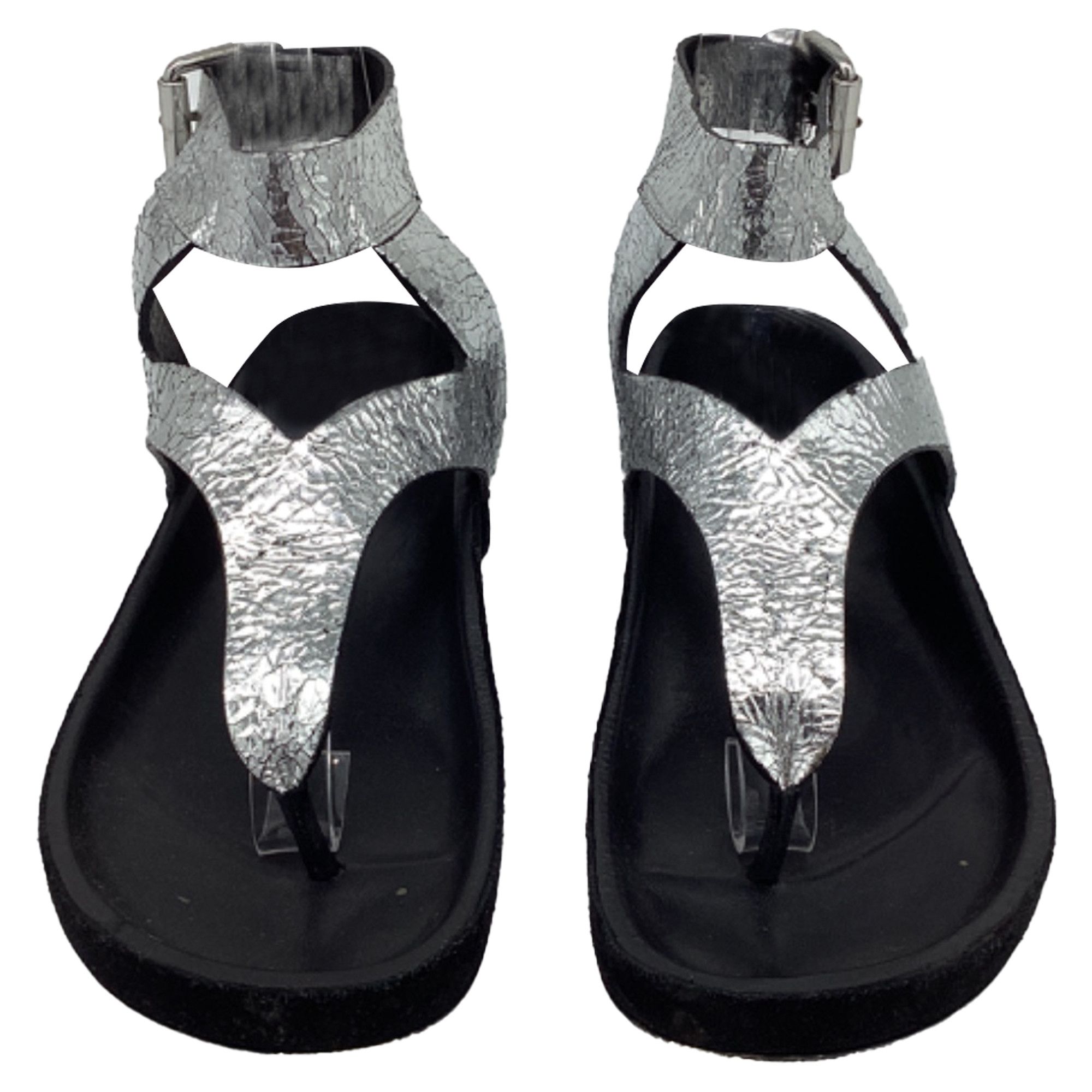 Isabel Marant Isabel Marant Ankle Strap Flat Sandals in Metallic Silver L Size US 6 / IT 36 - 2 Thumbnail