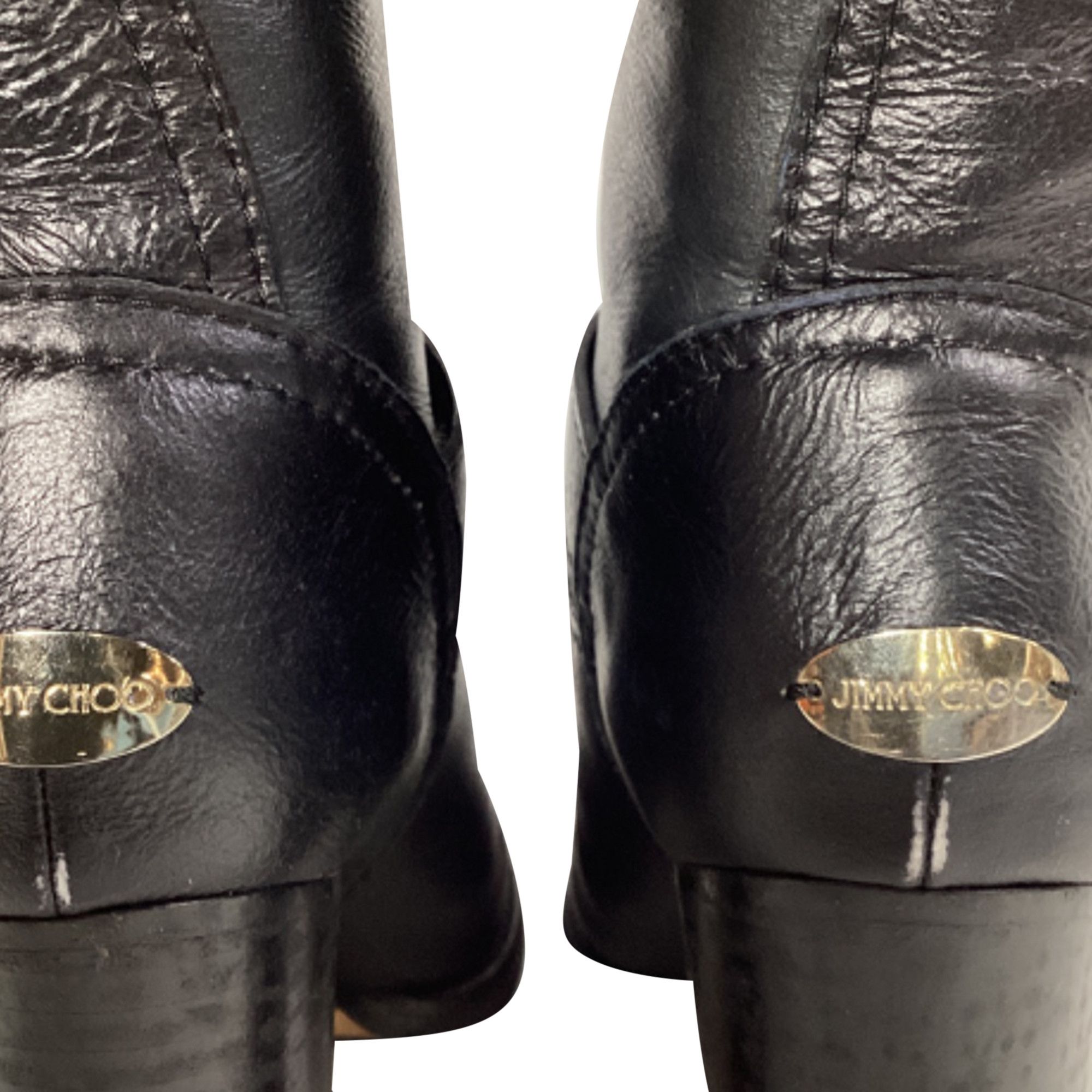 Jimmy Choo Jimmy Choo Dart Shear-Lined Biker Boots in Black Leather Size US 6 / IT 36 - 7 Thumbnail