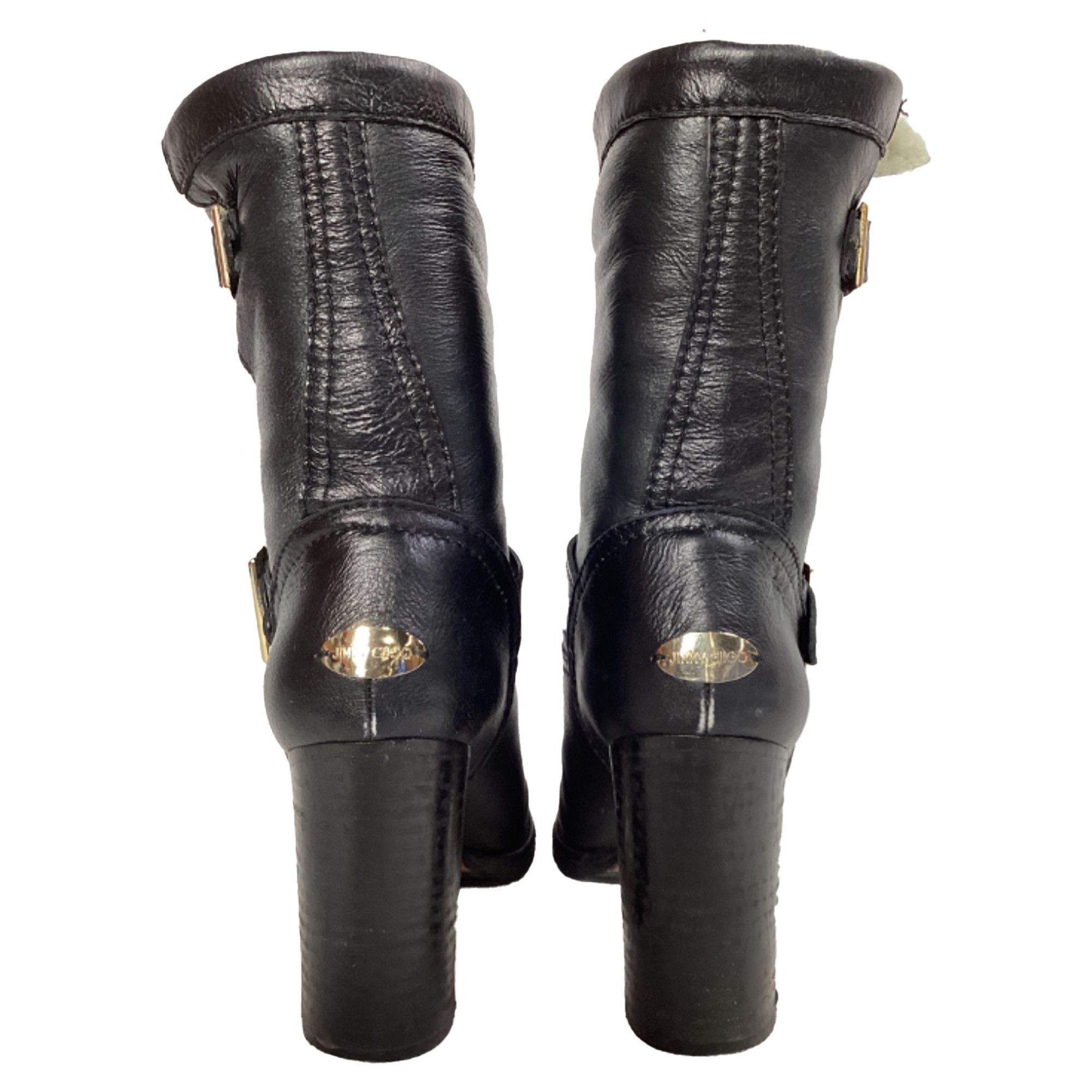 Jimmy Choo Jimmy Choo Dart Shear-Lined Biker Boots in Black Leather Size US 6 / IT 36 - 5 Thumbnail