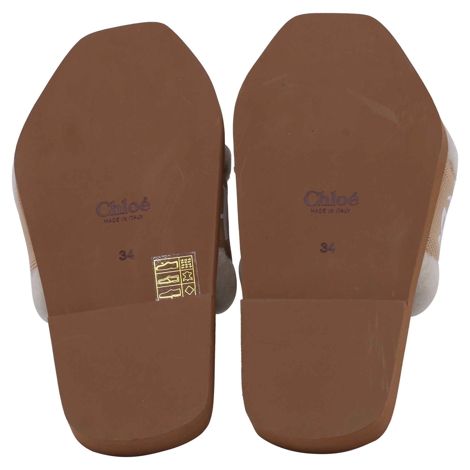 Chloe Chloe Woody Shearling Flat Slides in Beige Canvas Size US 5 / IT 35 - 5 Thumbnail