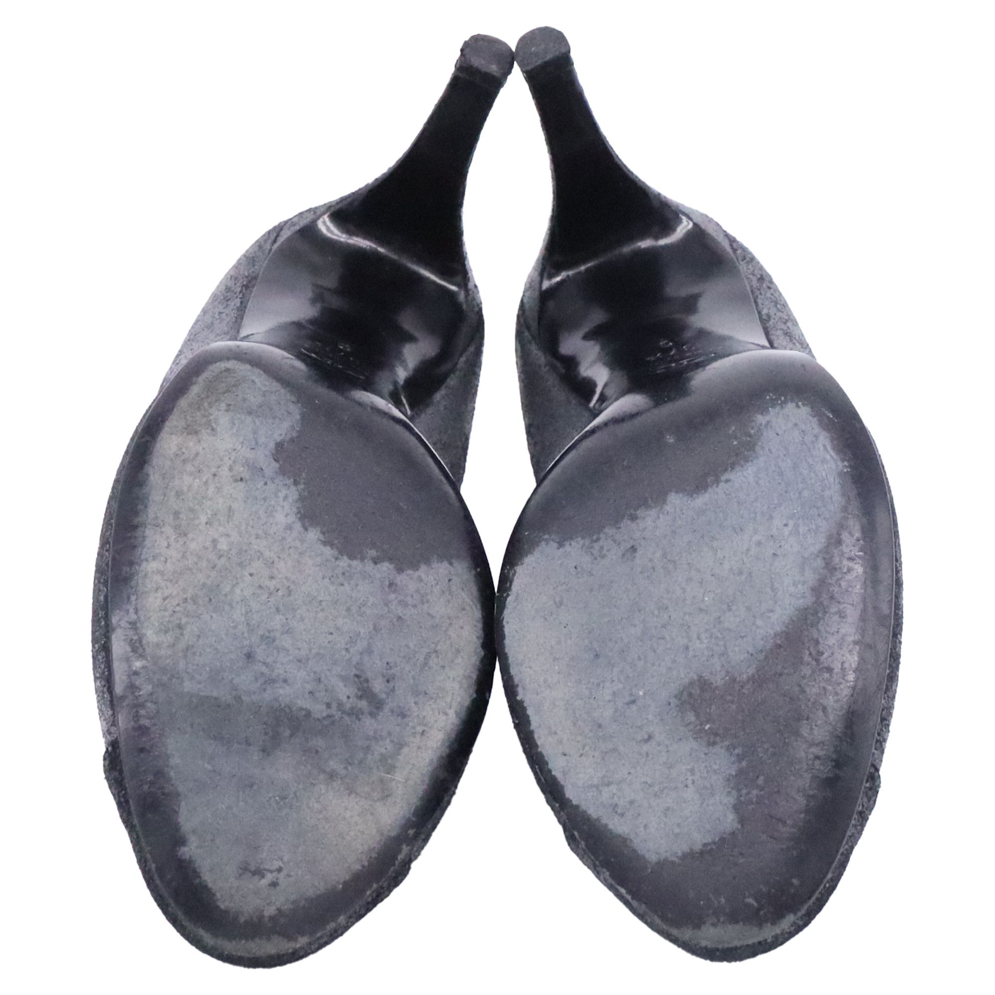 Chanel Chanel CC Distressed Accent Pumps in Grey Suede Size US 7.5 / IT 37.5 - 6 Thumbnail
