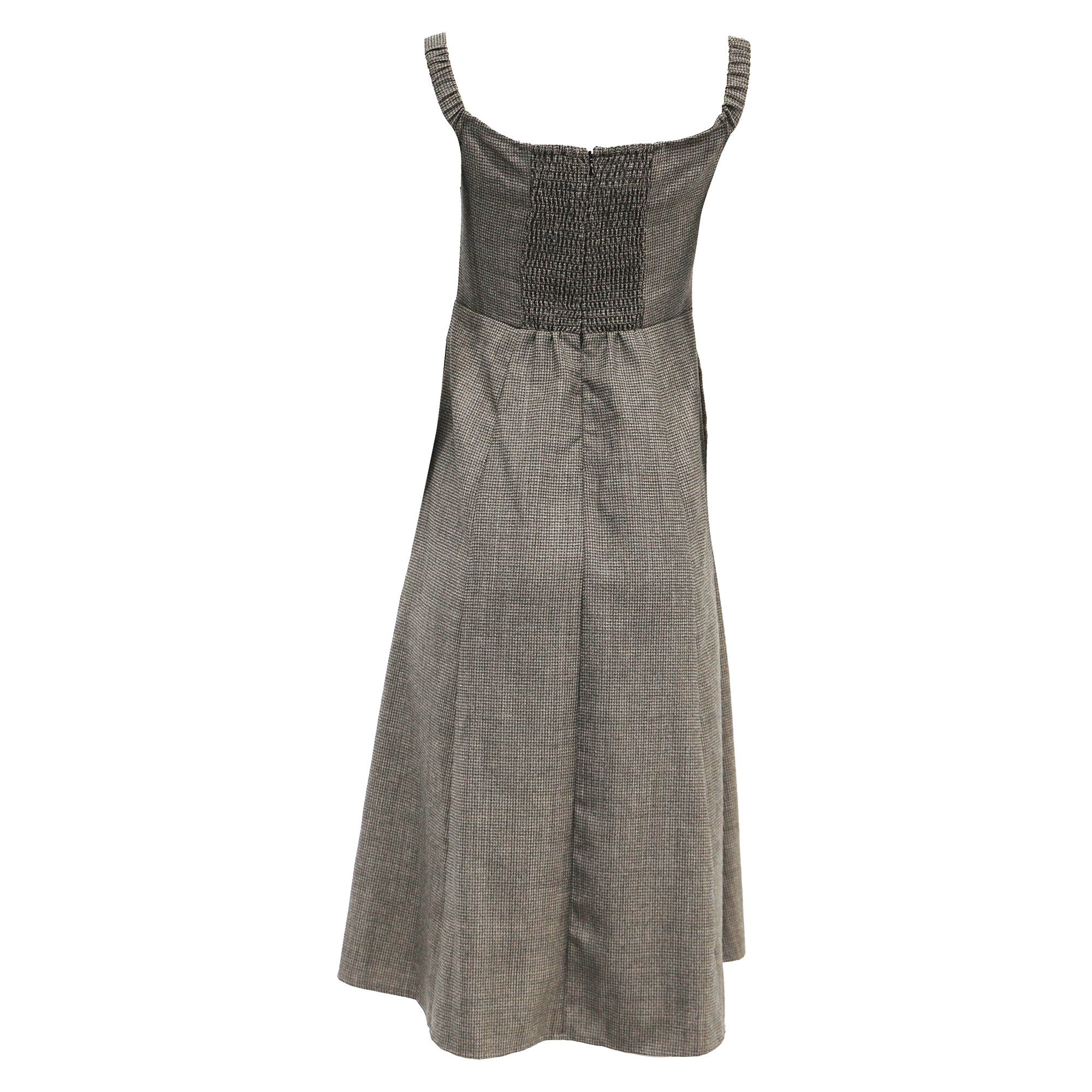 Reformation Reformation Houndstooth Print Midi Length Dress in Brown Pol Size XXS / US 00 / IT 34 - 6 Thumbnail