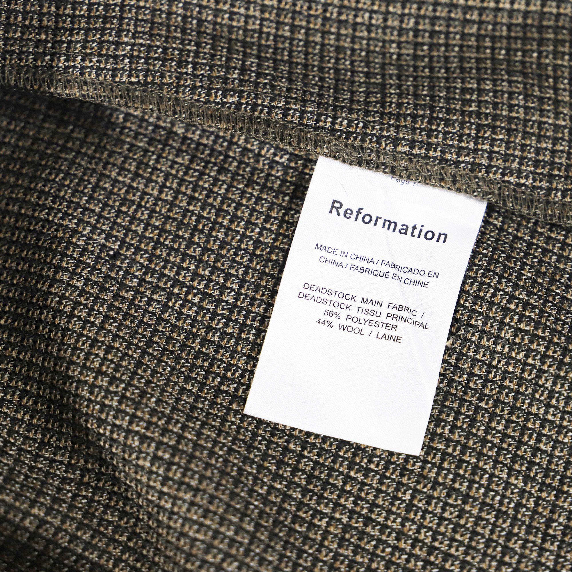 Reformation Reformation Houndstooth Print Midi Length Dress in Brown Pol Size XXS / US 00 / IT 34 - 2 Thumbnail