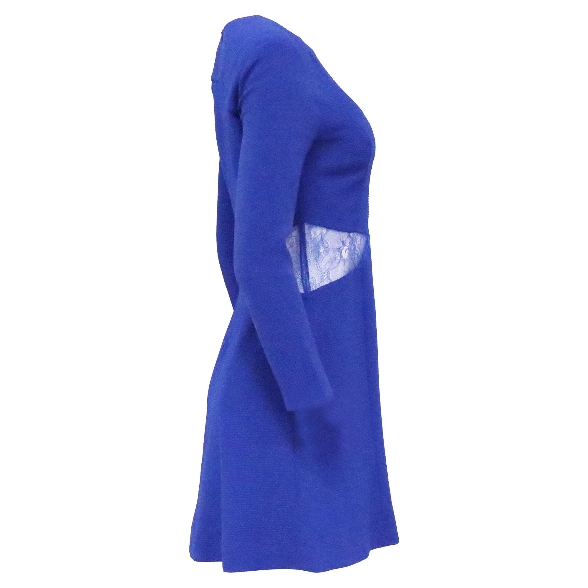 Sandro Sandro Lace Cutout Dress in Blue Polyester Size S / US 4 / IT 40 - 2 Thumbnail