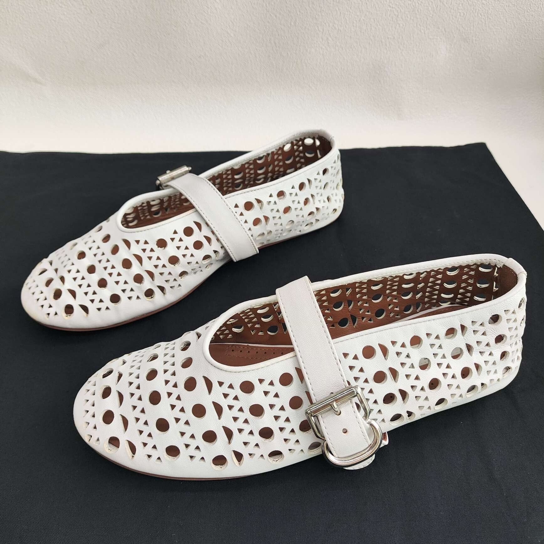 Alaia Alaia White Laser-Cut Flat Shoes Size 38 Size US 8 / IT 38 - 2 Thumbnail