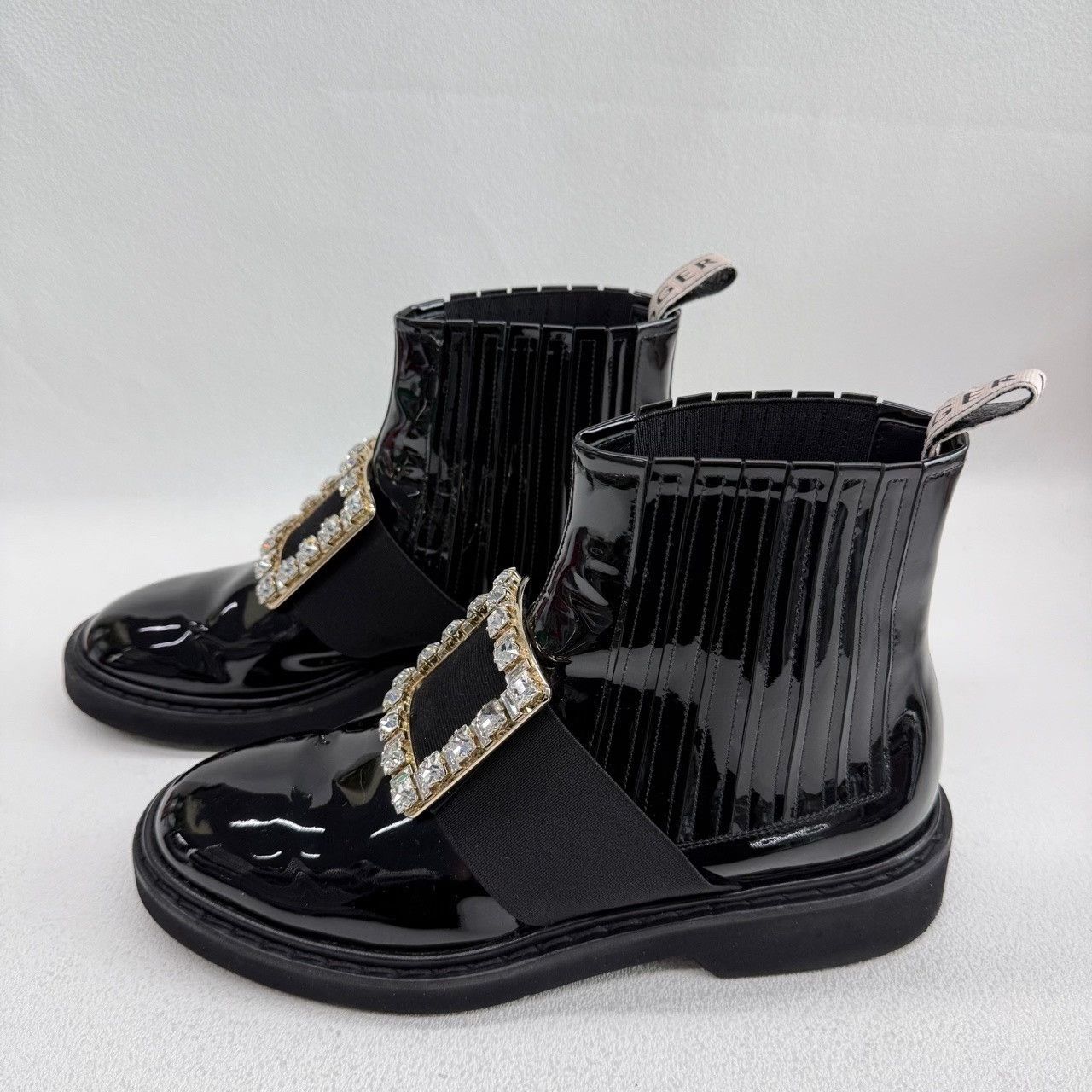 Roger Vivier Roger Vivier Crystal Buckle Patent Chelsea Boots Size 37.5 Size US 7.5 / IT 37.5 - 5 Thumbnail