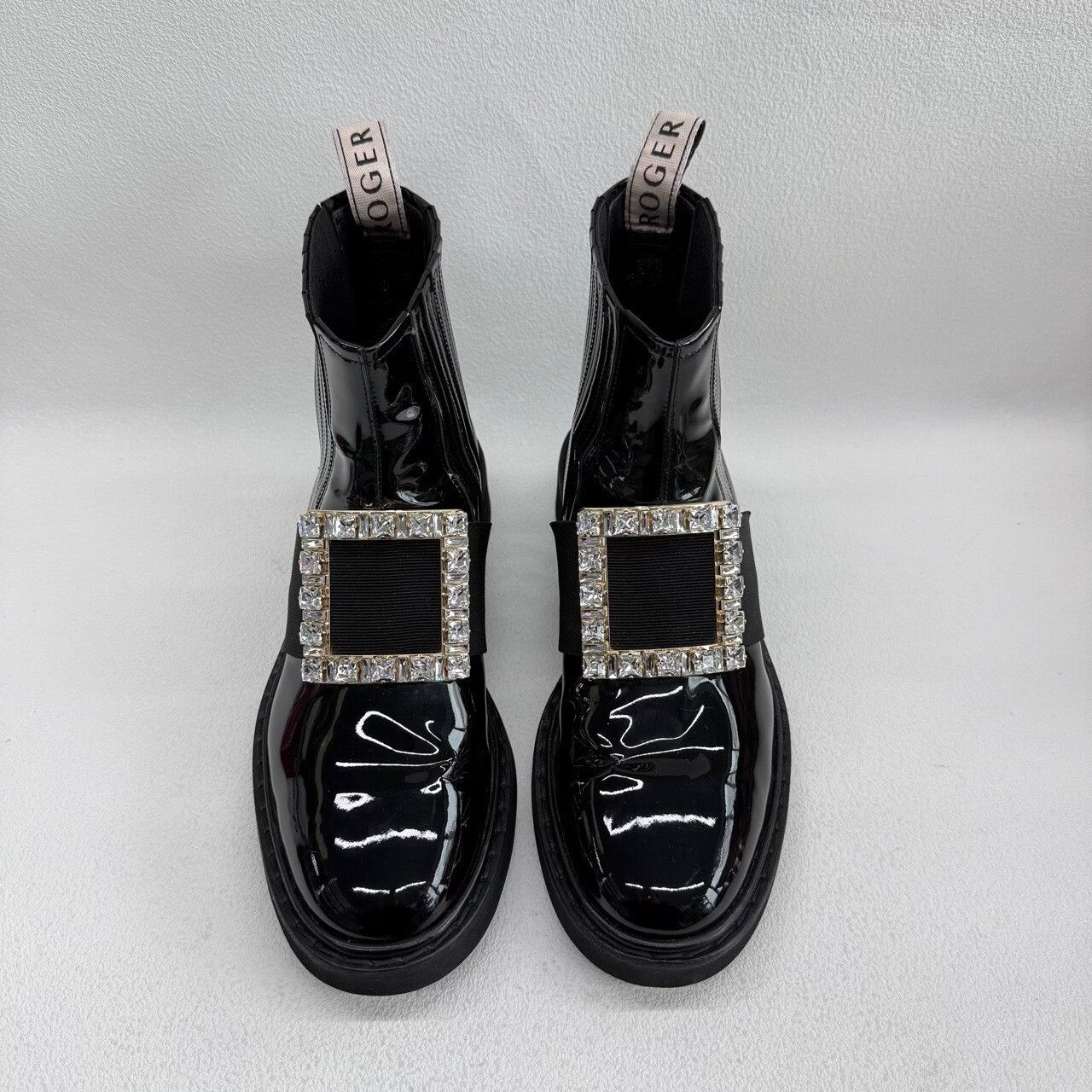 Roger Vivier Roger Vivier Crystal Buckle Patent Chelsea Boots Size 37.5 Size US 7.5 / IT 37.5 - 3 Thumbnail